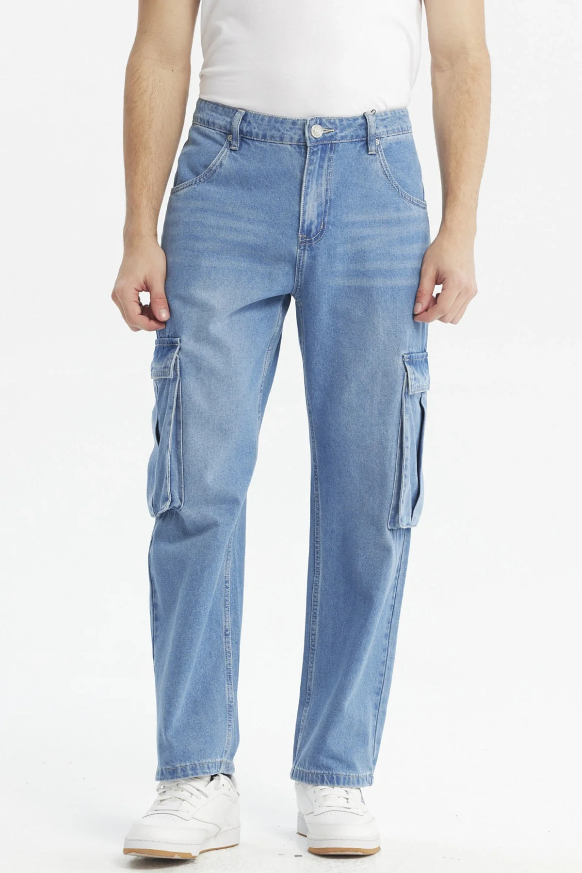 Jeans Hombre Cargo Calce Recto Azul Claro