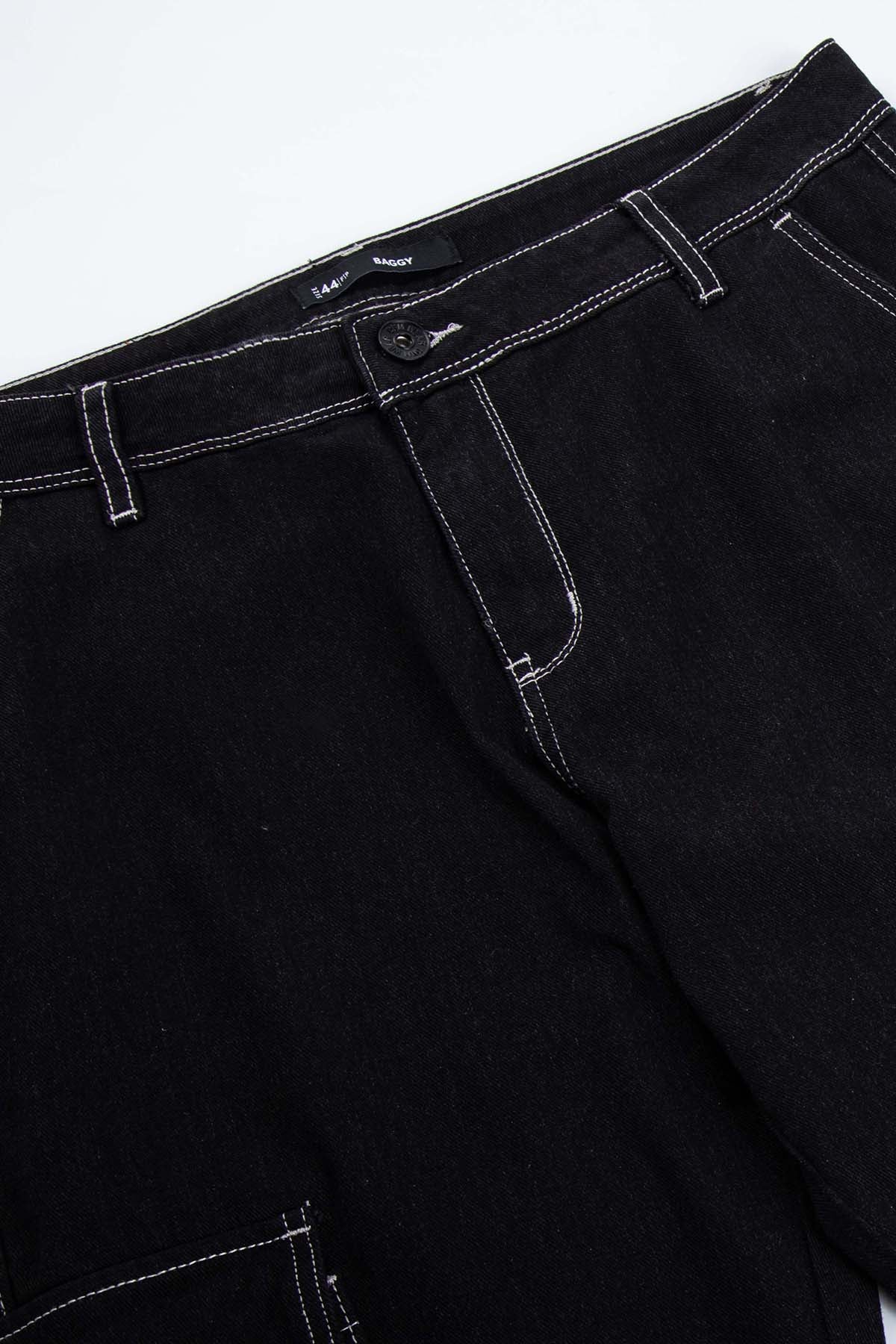 Jeans Hombre Cargo Costura Negro - Image 3