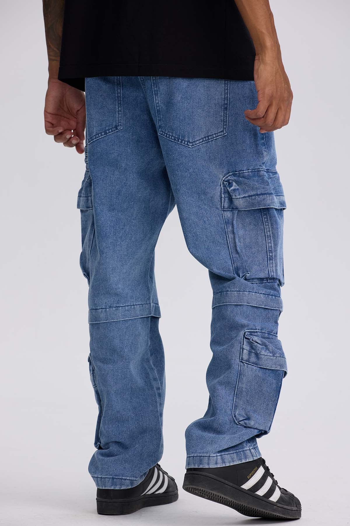 Jeans Hombre Doble Cargo Azul Claro - Image 3