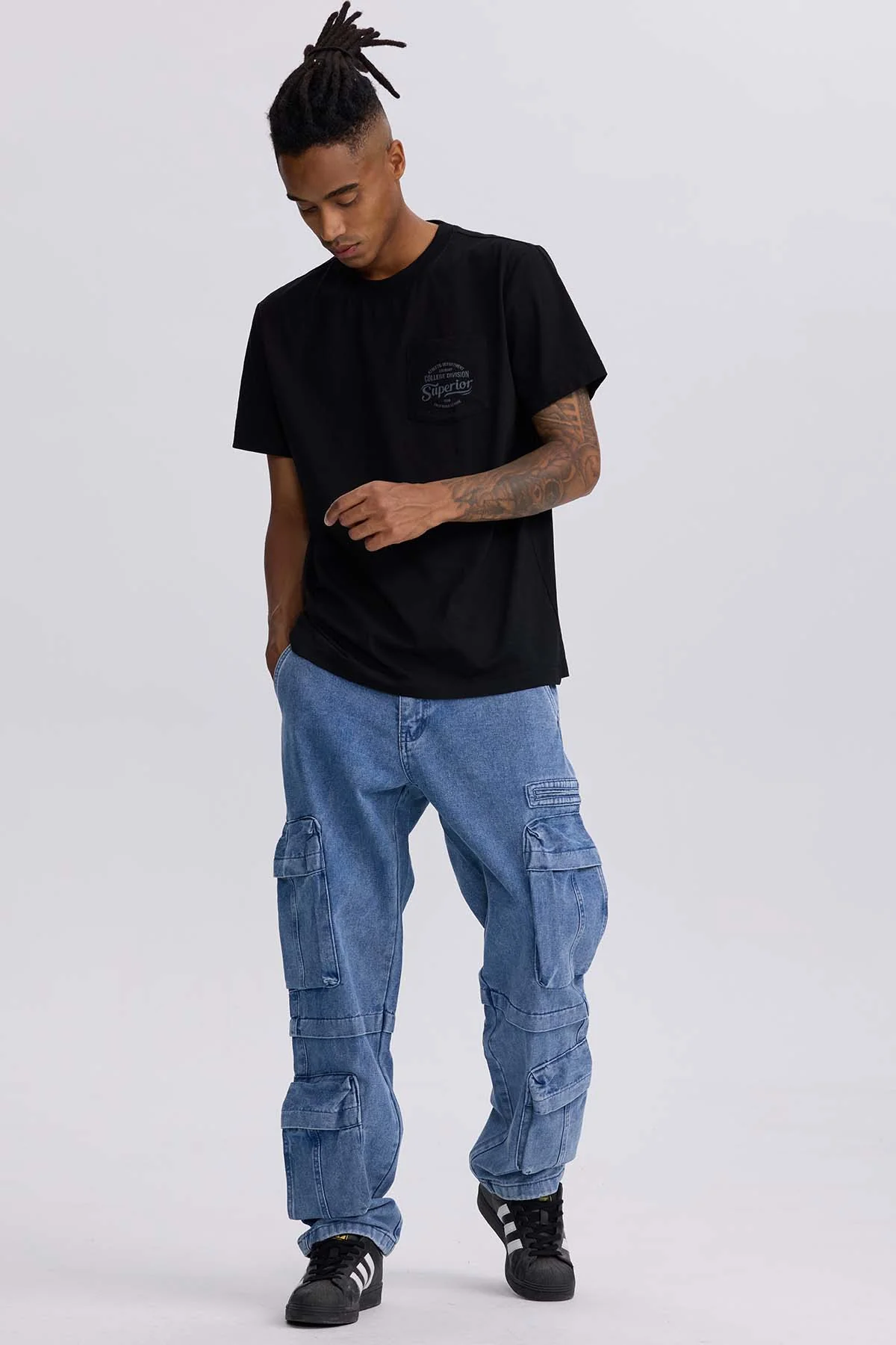 Jeans Hombre Doble Cargo Azul Claro - Image 4