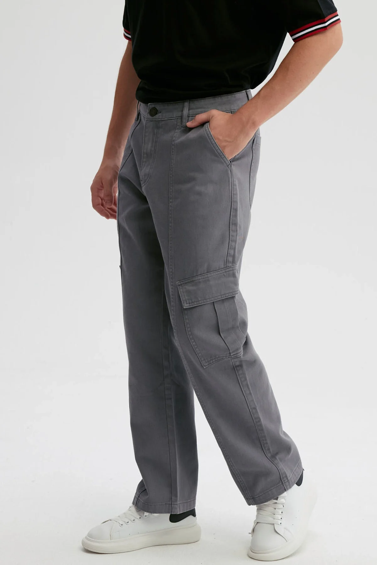 Jeans Hombre Doble Cargo Gris - Image 2