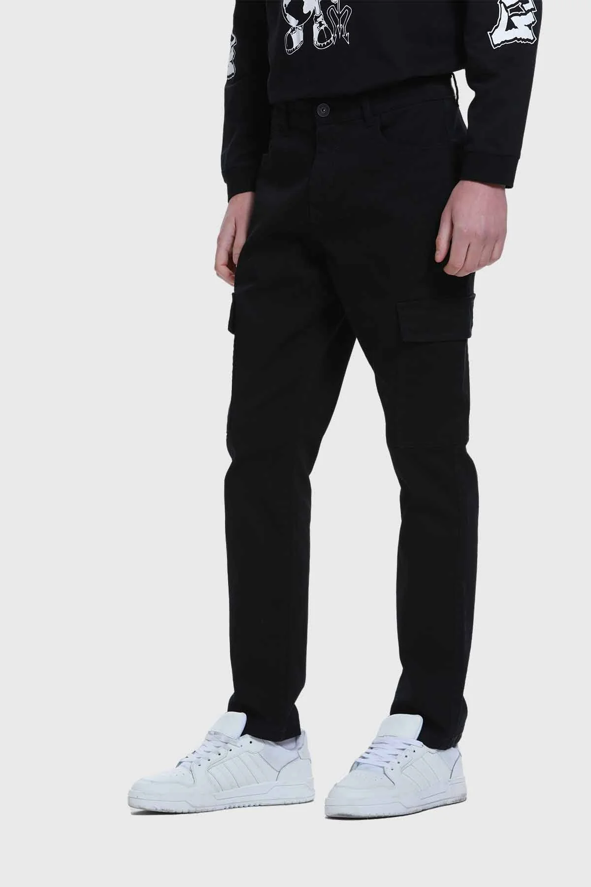 Jeans Hombre Slim Cargo Negro - Image 2