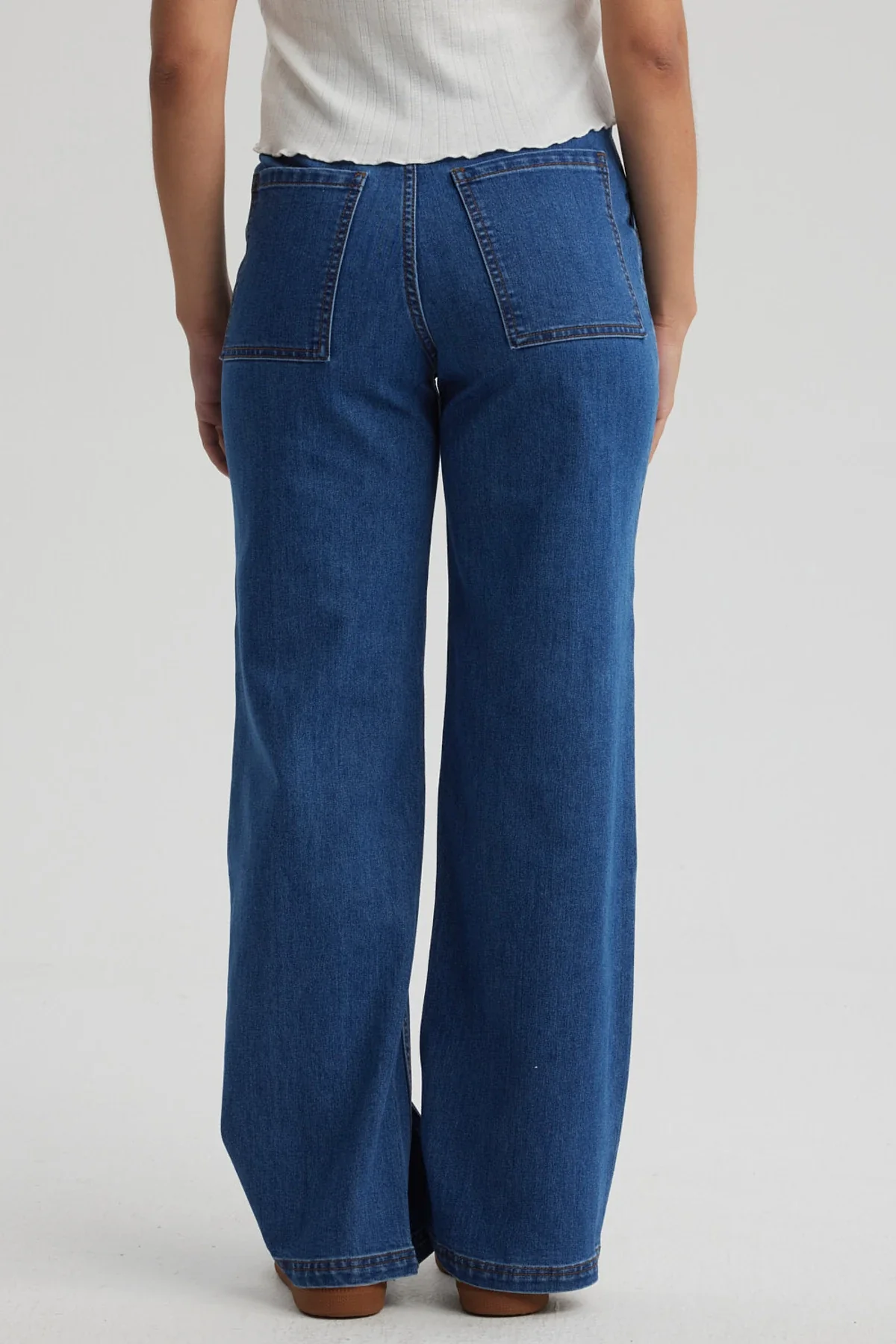 Jeans Mujer Calce Recto Cargo Amarra Azul - Image 3