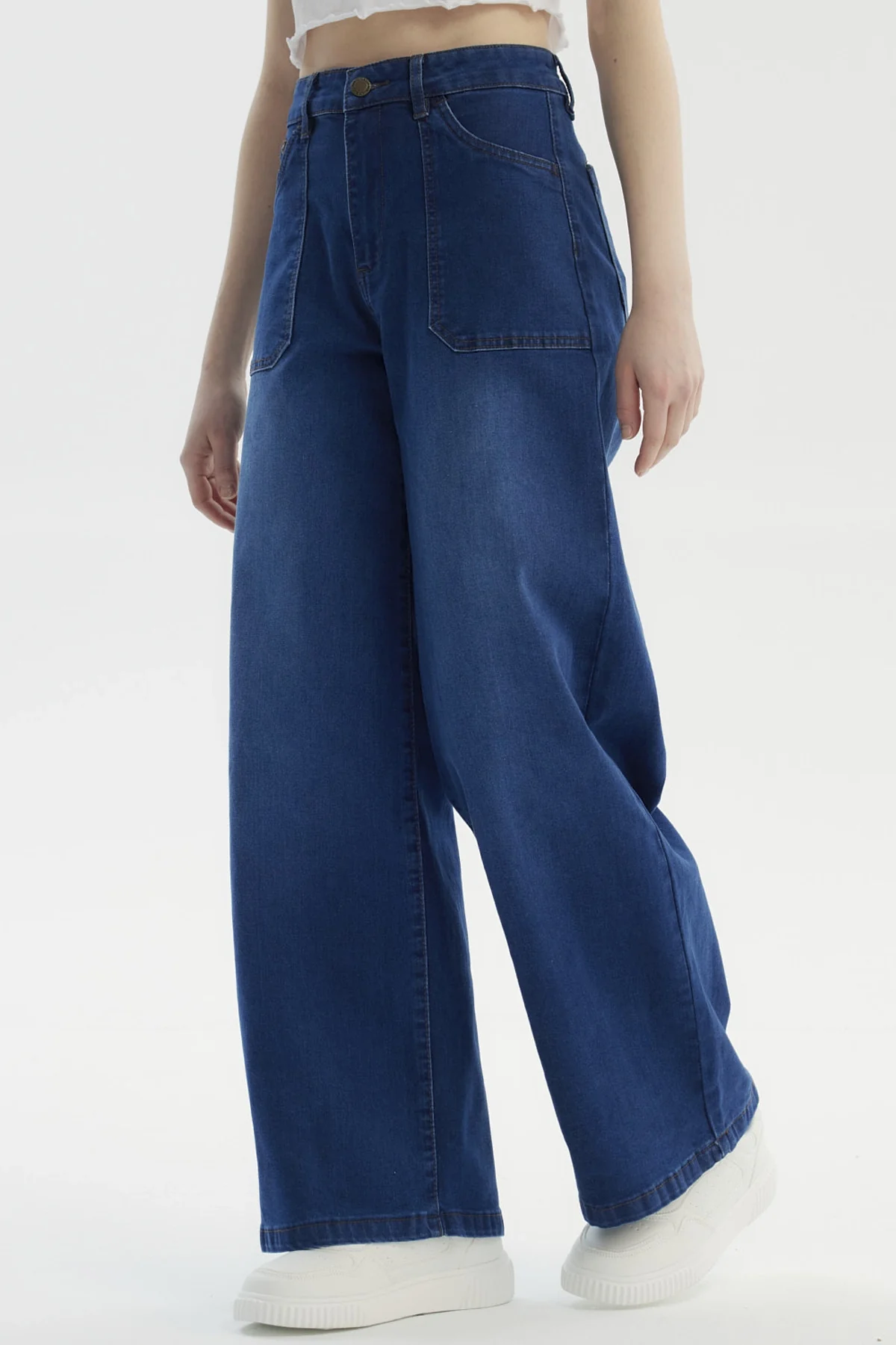 Jeans Mujer Wide Leg Azul Oscuro - Image 2