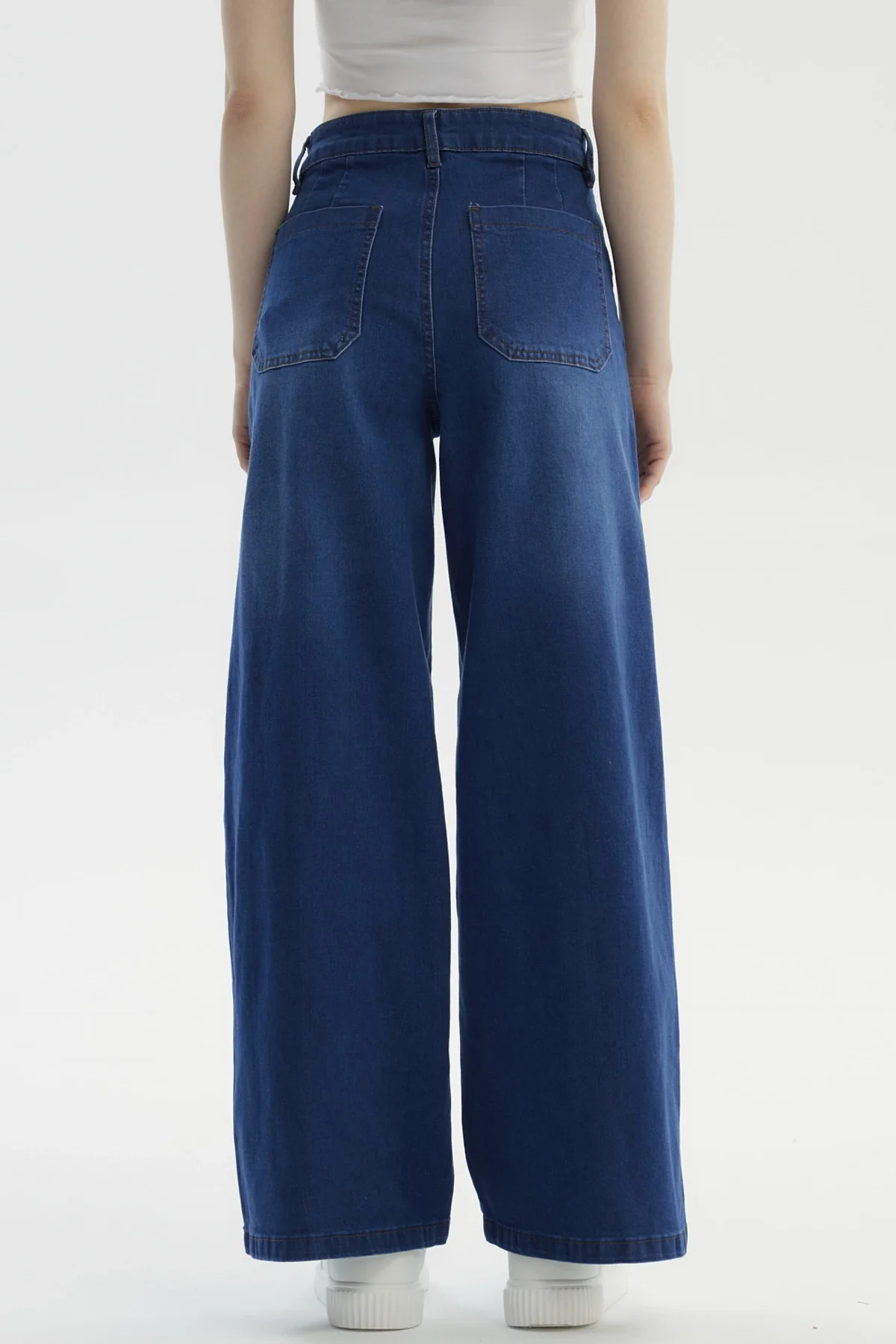 Jeans Mujer Wide Leg Azul Oscuro - Image 3