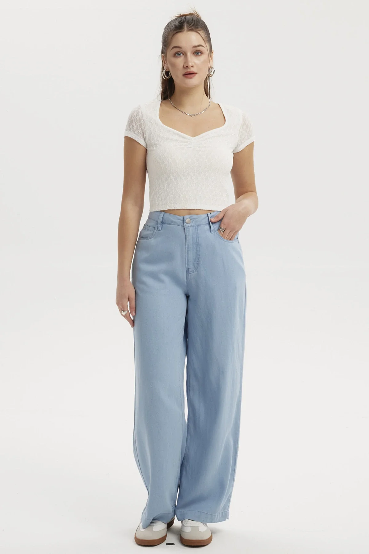 Jeans Mujer Wide Leg Pinza Azul Claro - Image 4