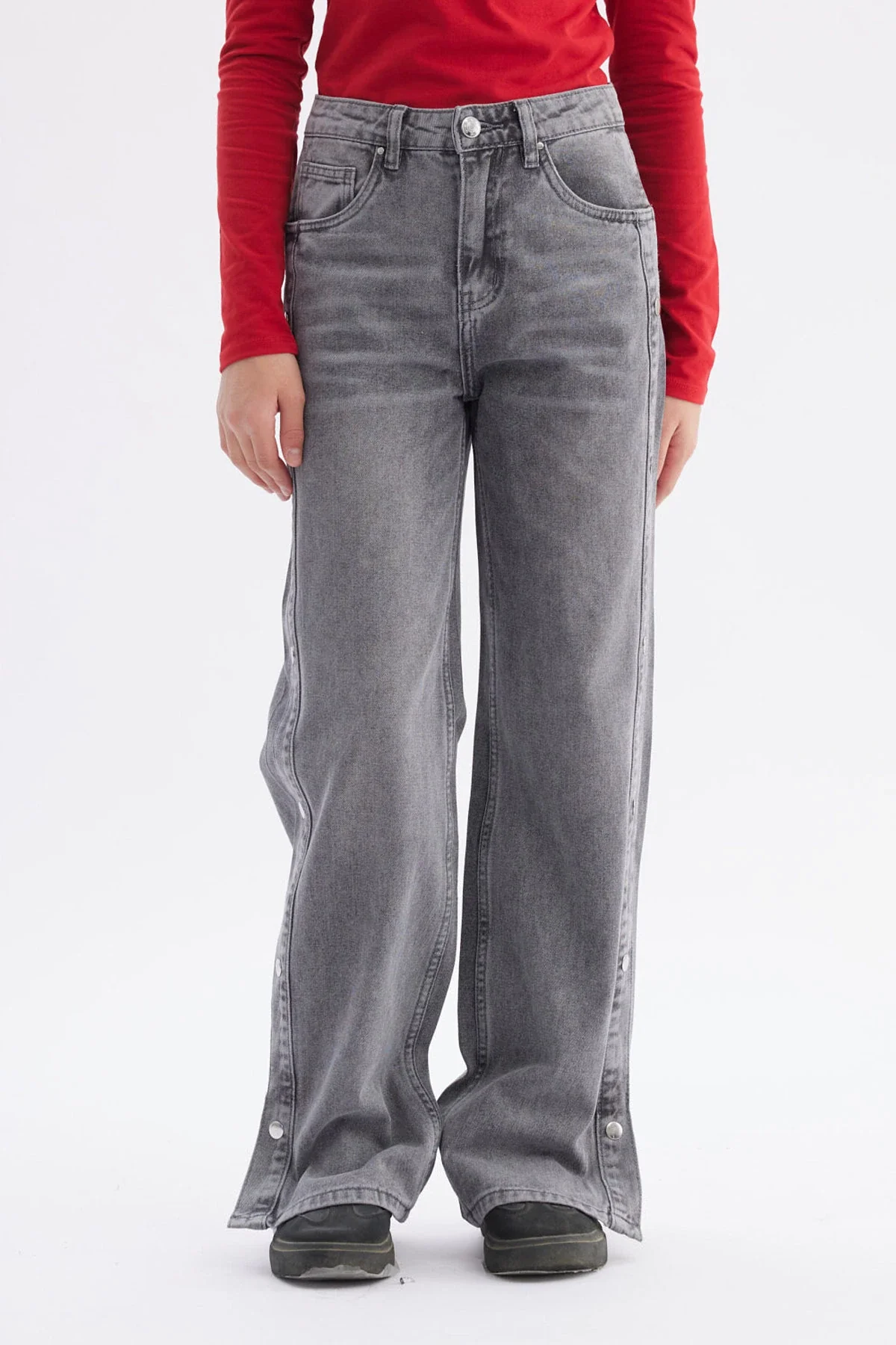 Jeans Niña Wide Leg Gris