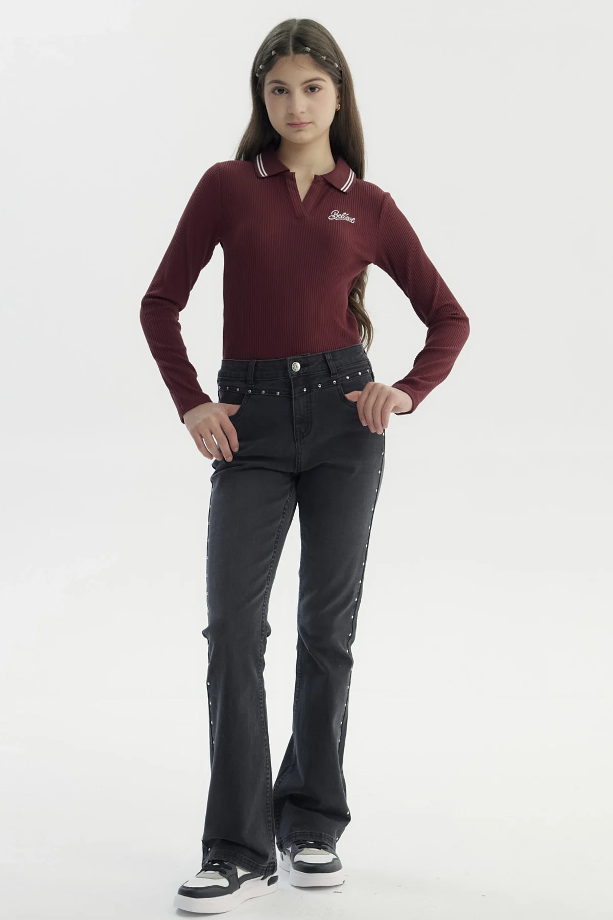 Jeans Niña Wide Leg Negro - Image 4
