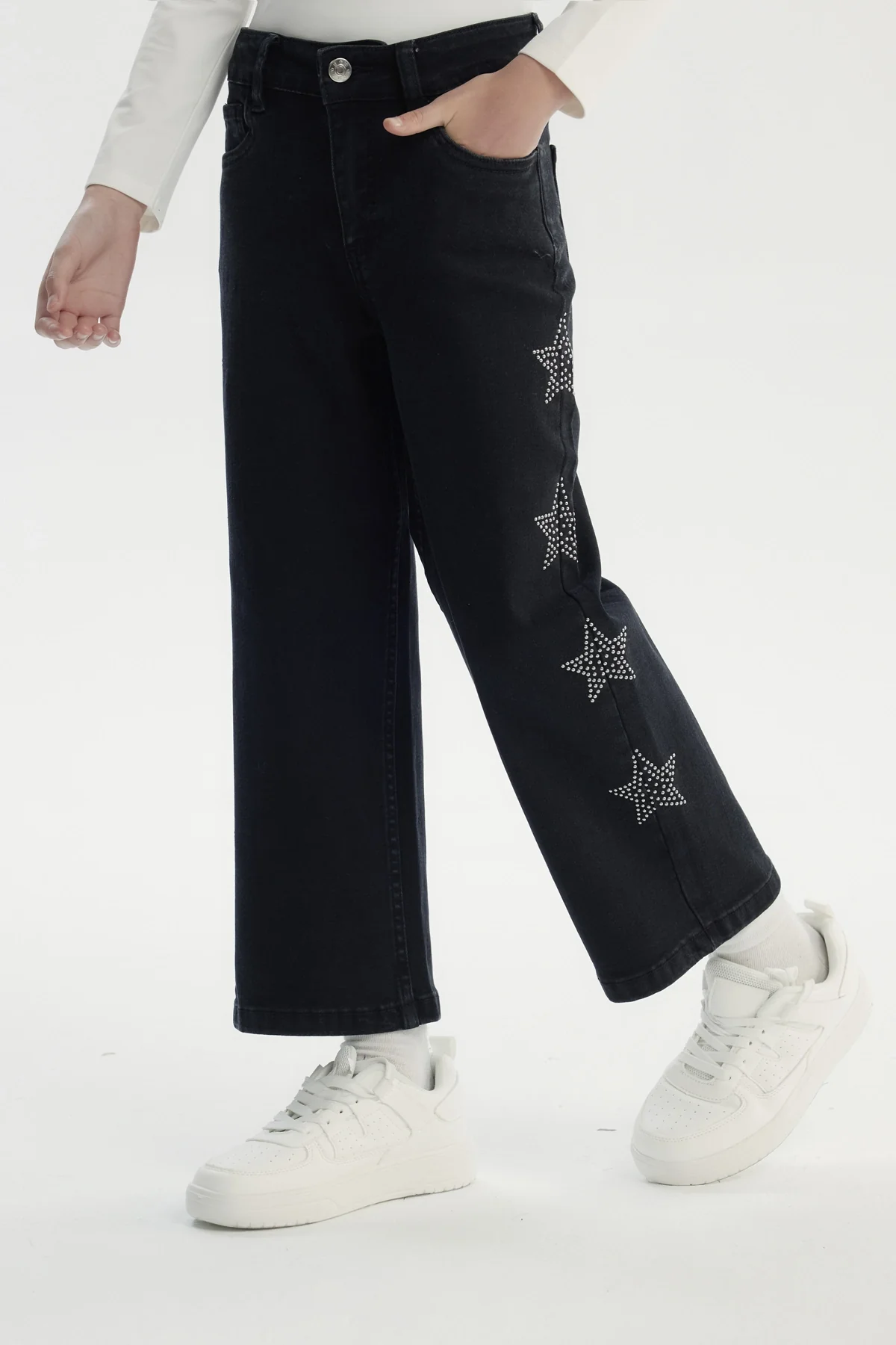 Jeans Niña Wide Leg Negro - Image 2