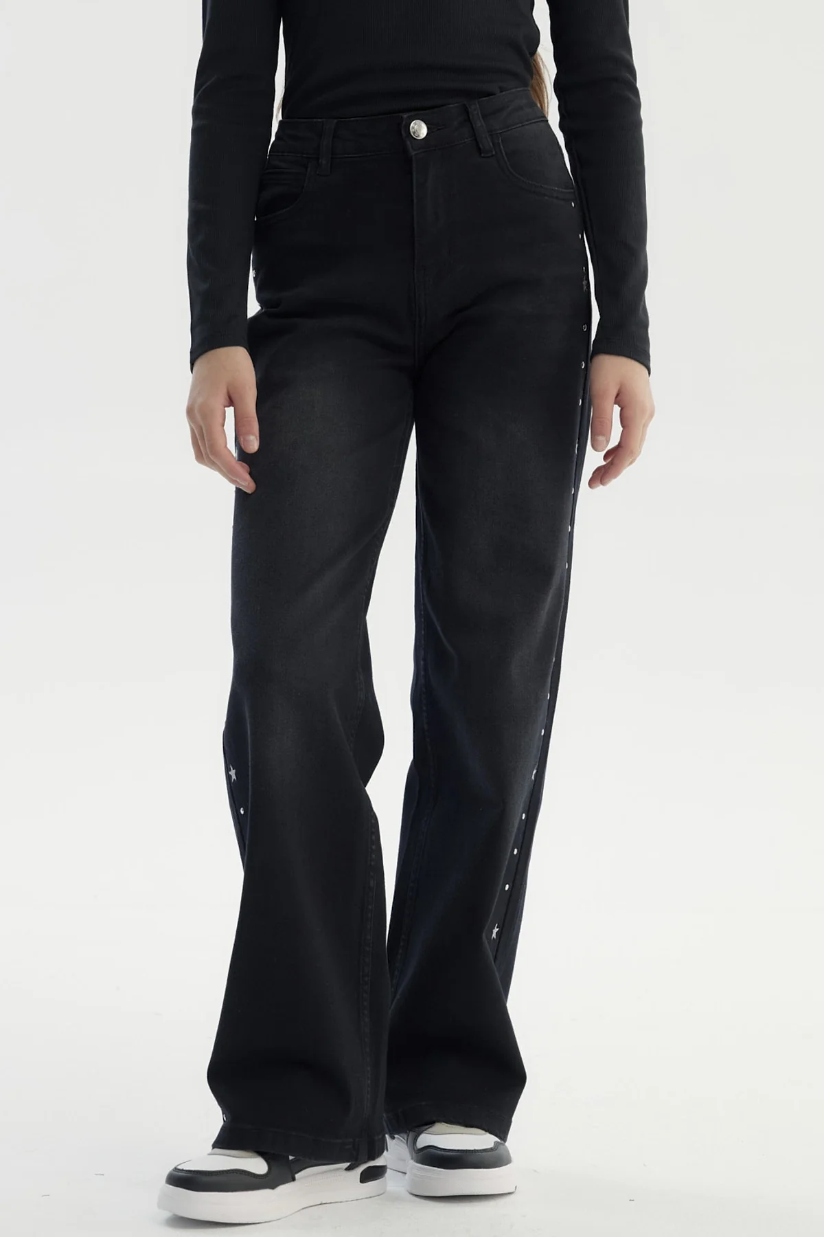 Jeans Niña Wide Leg Negro