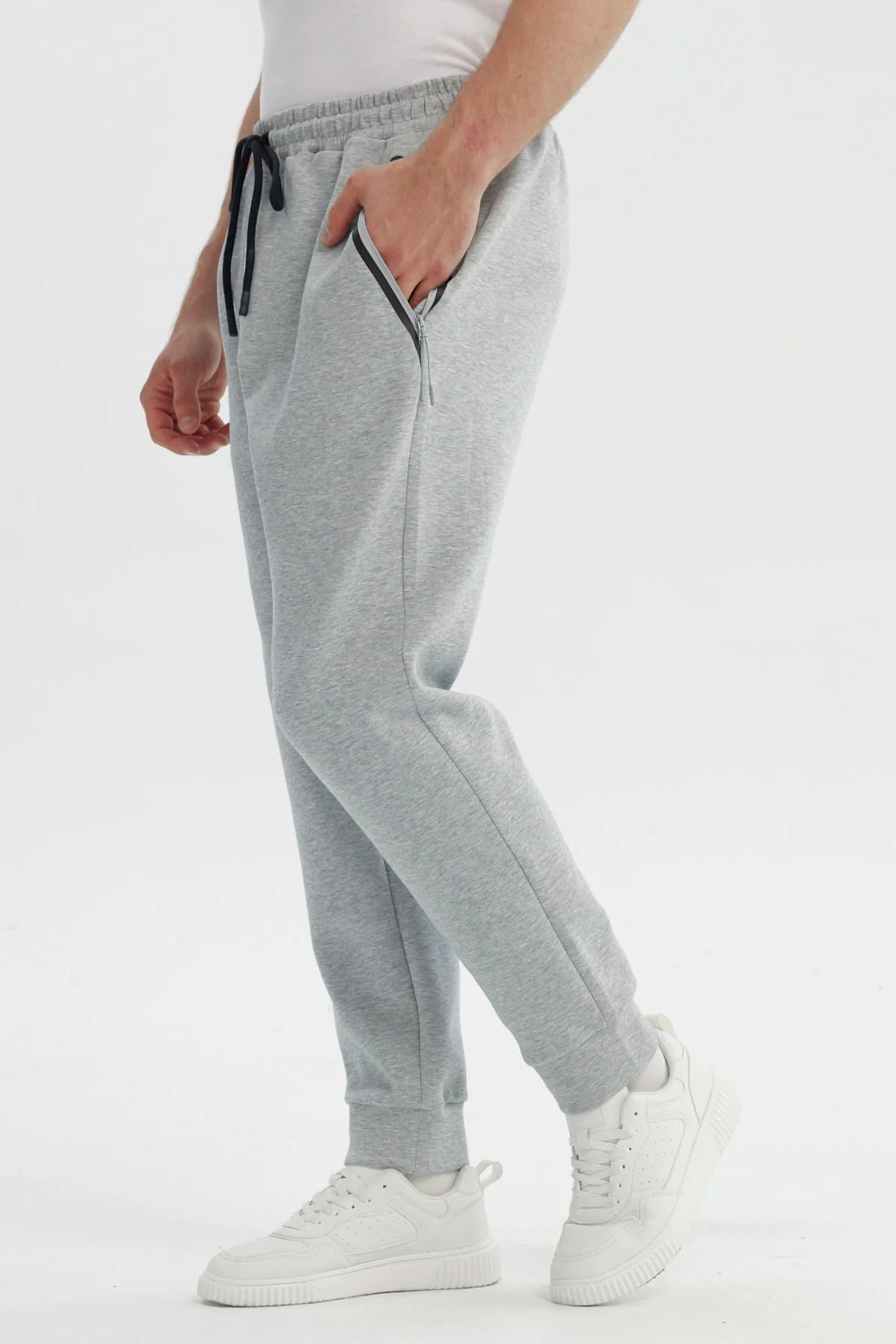 Pantalón Buzo Hombre Juvenil Pitillo Gris Melange - Image 2