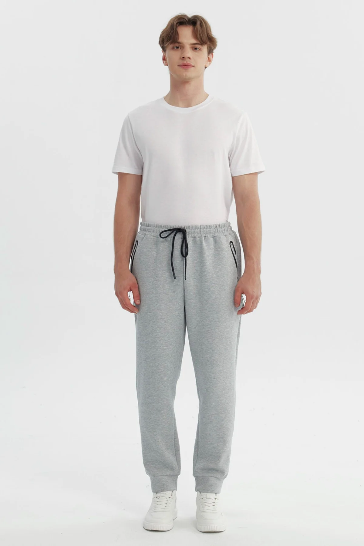 Pantalón Buzo Hombre Juvenil Pitillo Gris Melange - Image 4