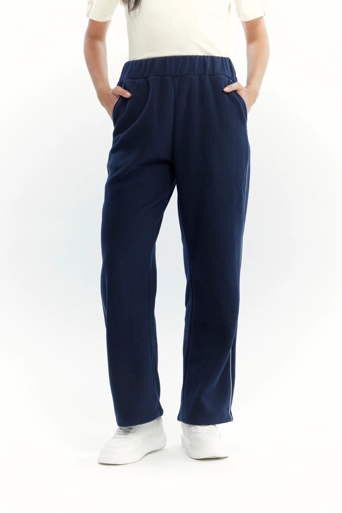 Pantalón Buzo Mujer Calce Recto Micropolar Azul Oscuro