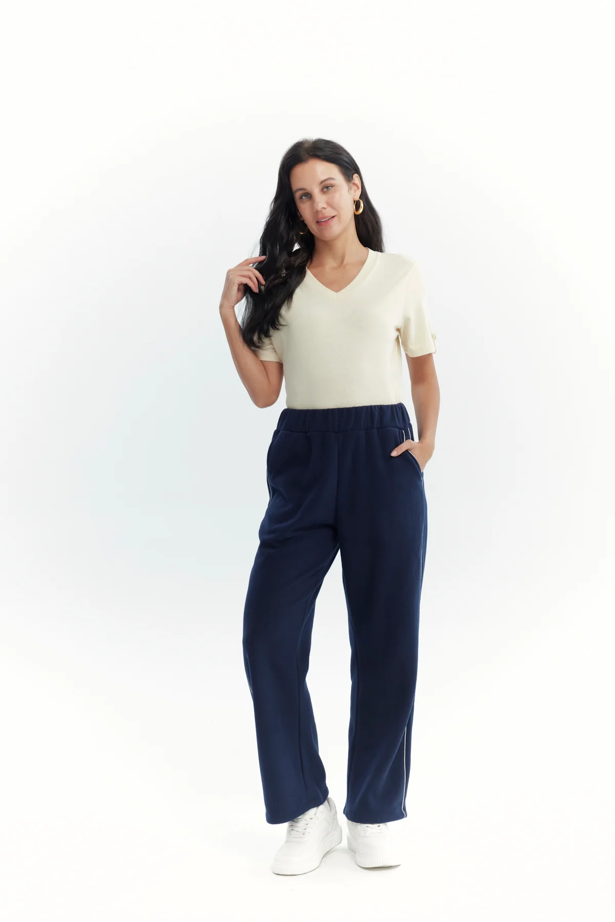 Pantalón Buzo Mujer Calce Recto Micropolar Azul Oscuro - Image 4