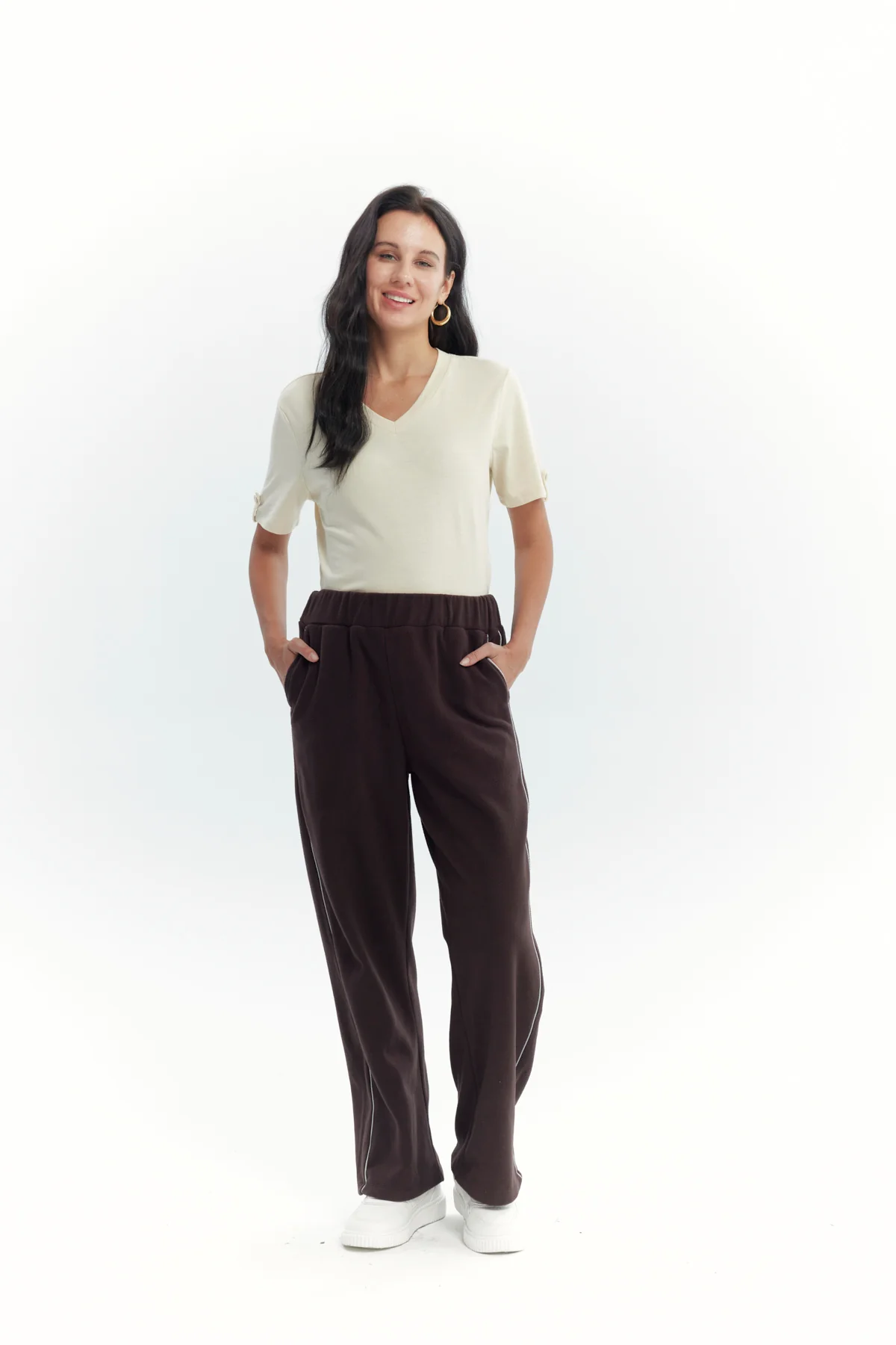 Pantalón Buzo Mujer Calce Recto Micropolar Café Oscuro - Image 4