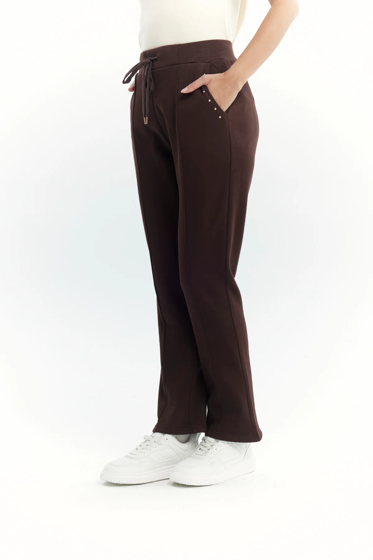 Pantalón Buzo Mujer Clásico Flare Café Oscuro - Image 3