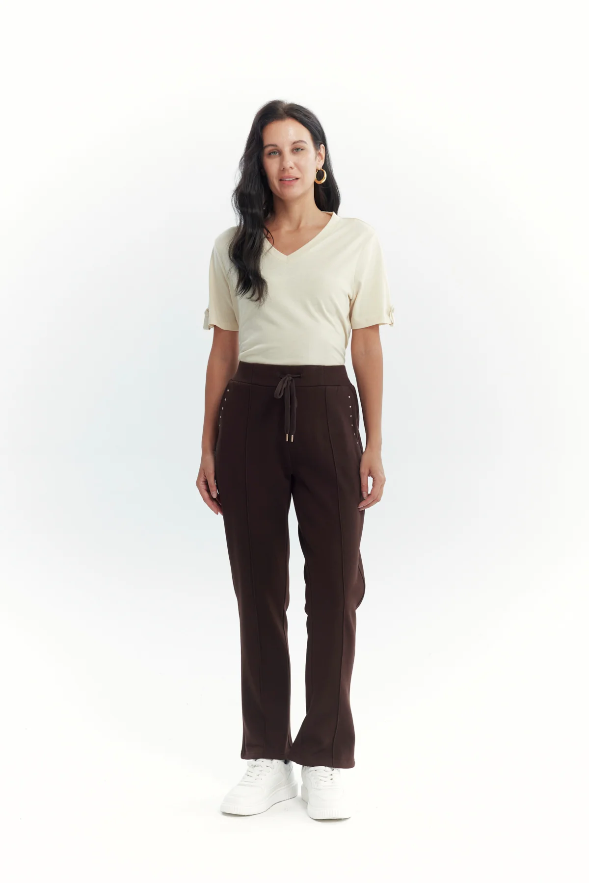 Pantalón Buzo Mujer Clásico Flare Café Oscuro - Image 4