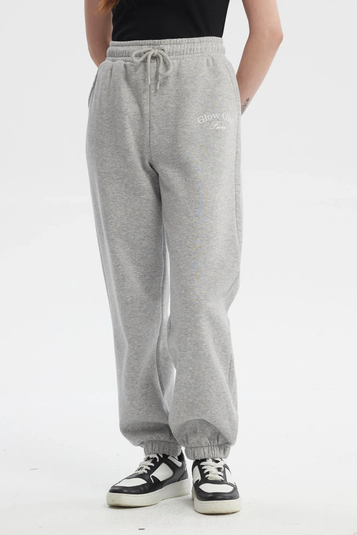 Pantalón Buzo Mujer Jogger Gris Melange