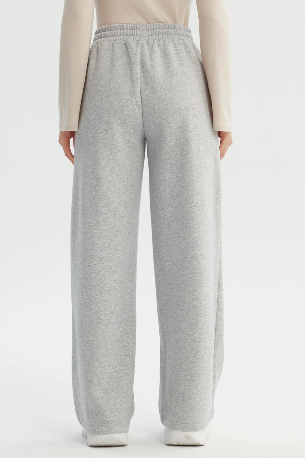 Pantalón Buzo Mujer Wide Leg Gris Melange - Image 3