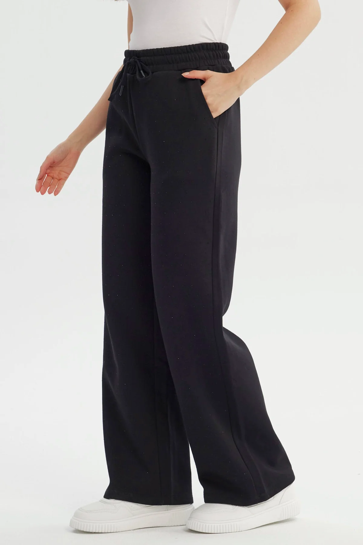 Pantalón Buzo Mujer Wide Leg Negro - Image 2