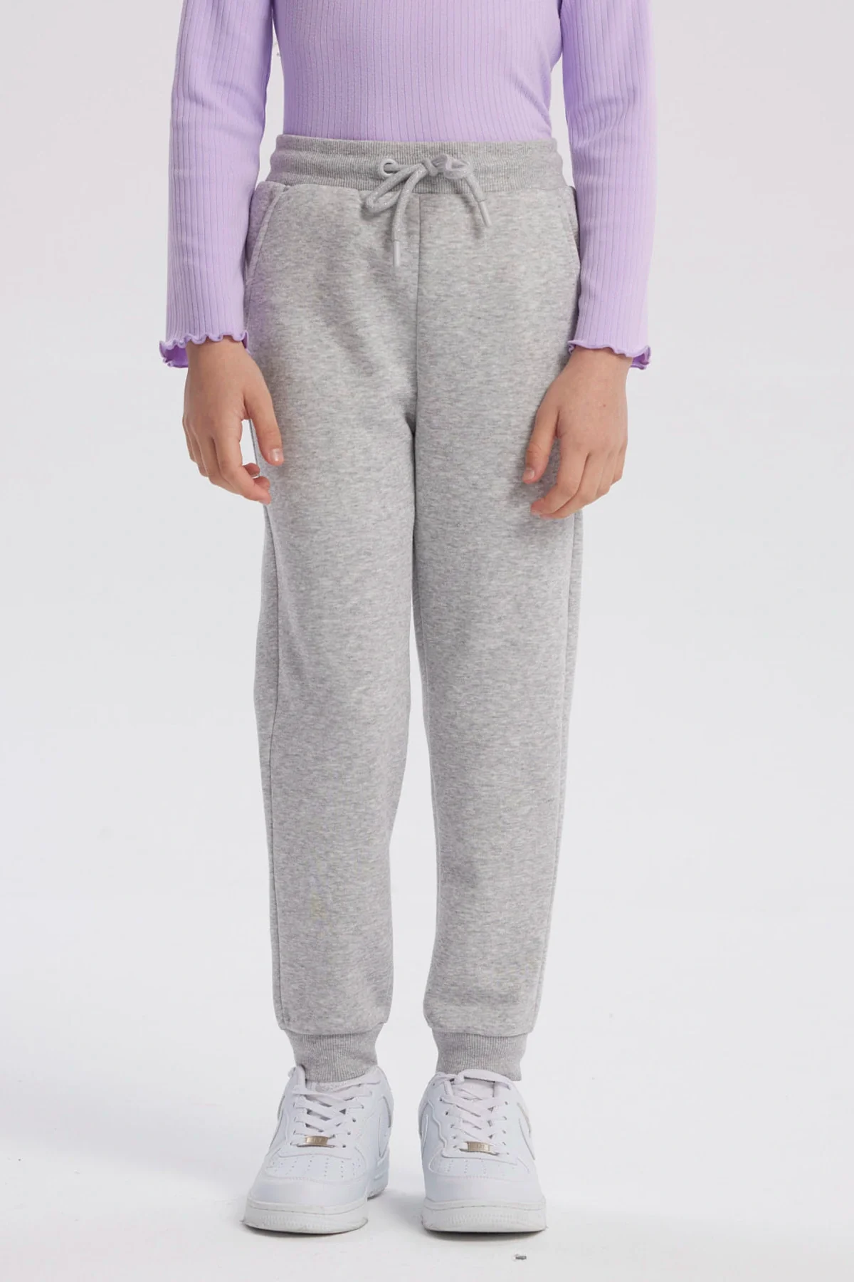 Pantalón Buzo Niña Jogger Gris Melange