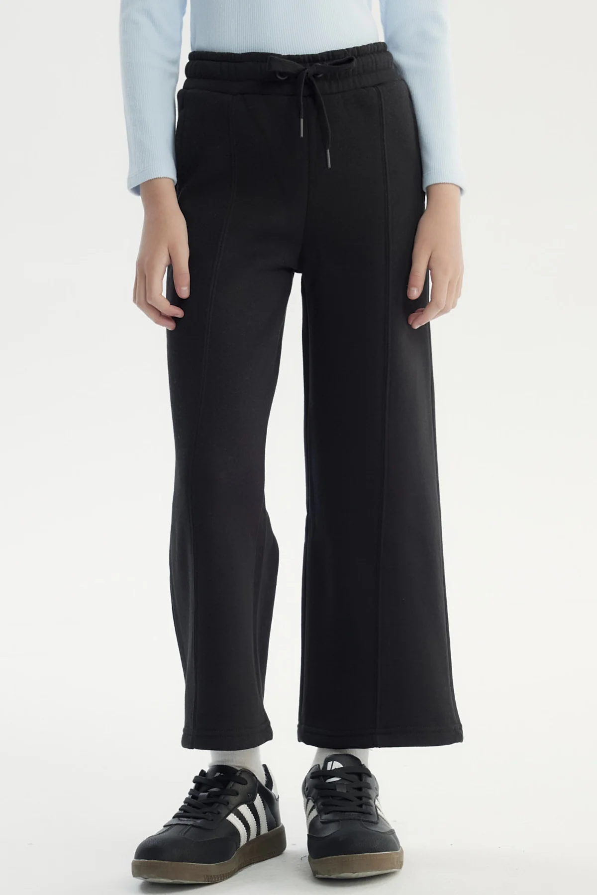 Pantalón Buzo Niña Wide Leg Negro