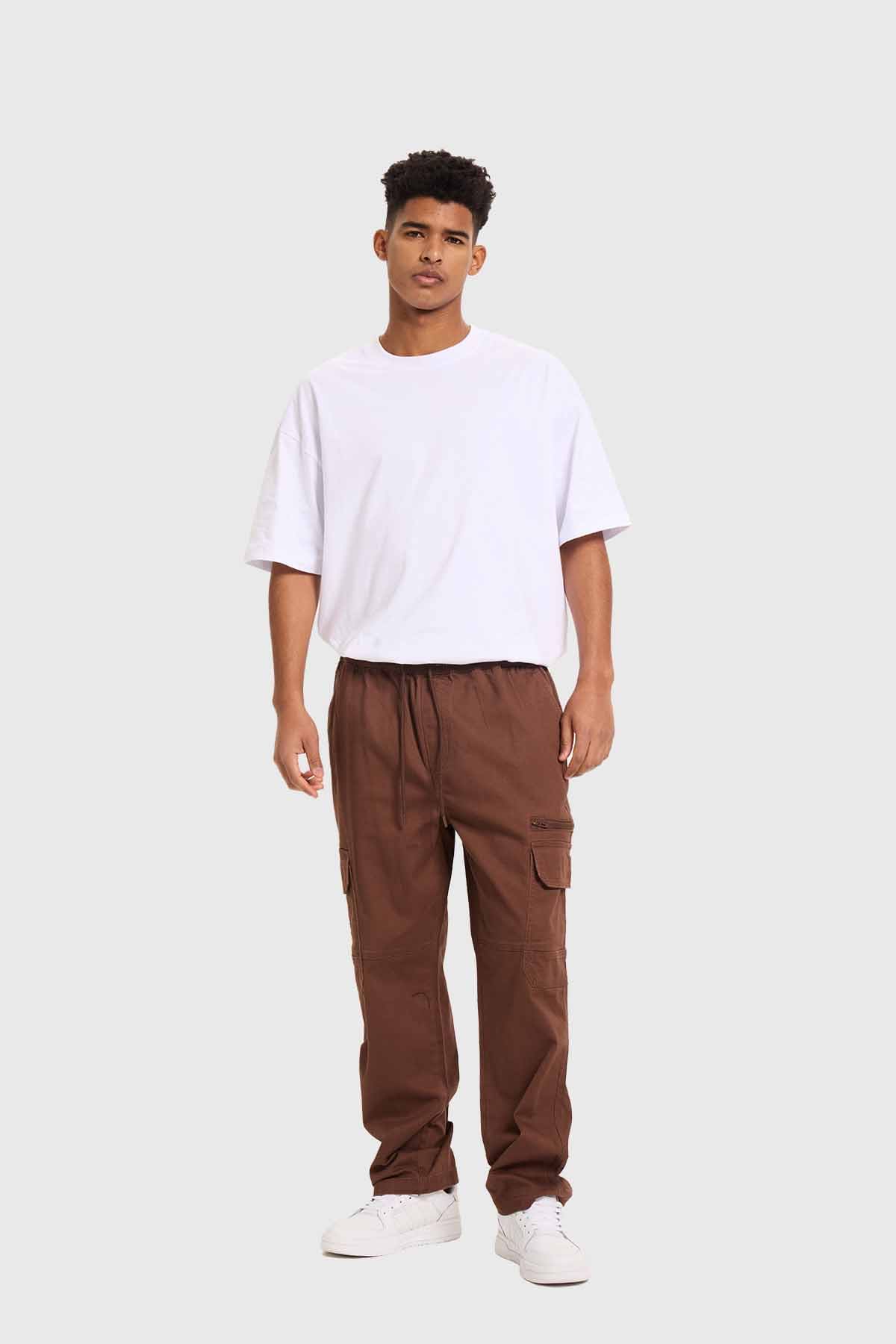 Pantalón Hombre Cargo Pretina Chocolate - Image 4