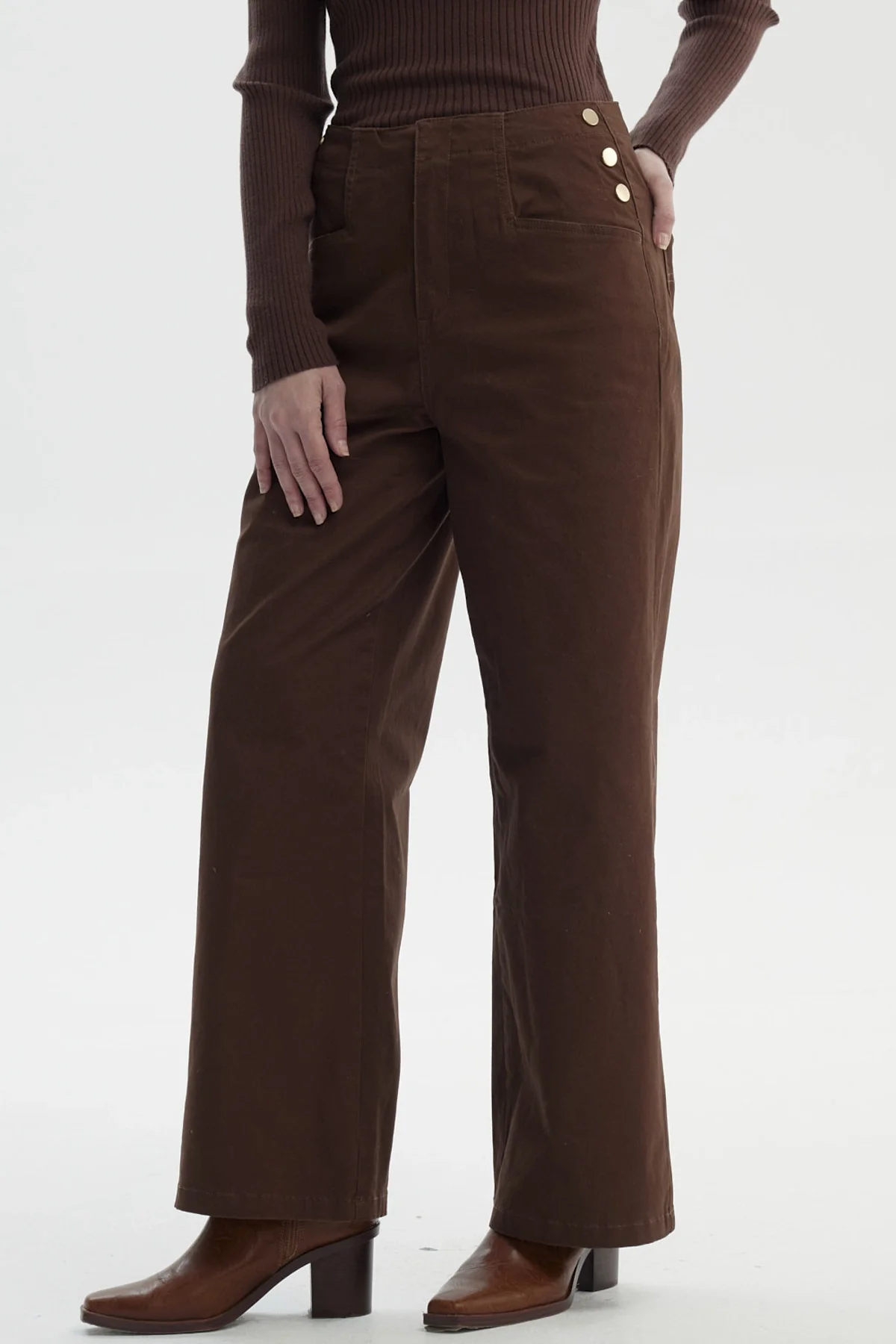 Pantalón Mujer Calce Recto Café - Image 2