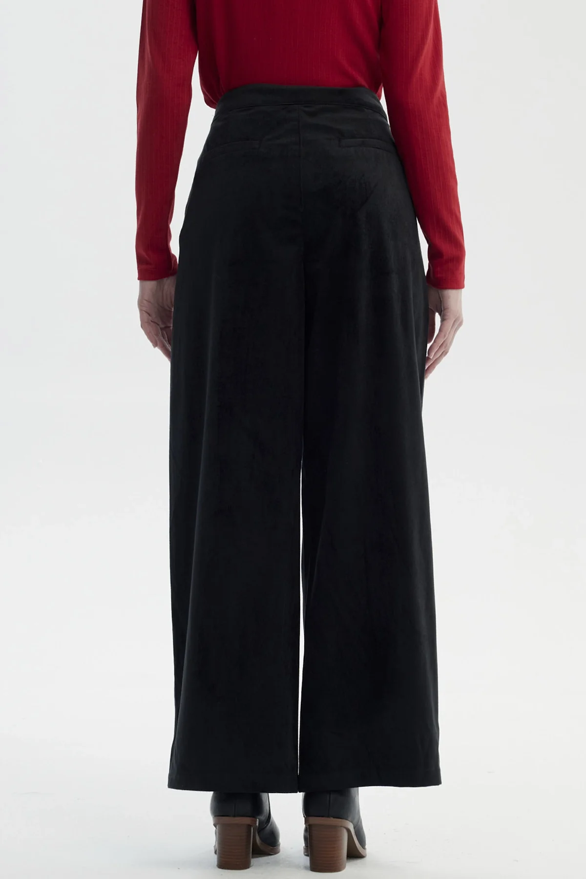 Pantalón Mujer Cotelé Botón Negro - Image 3