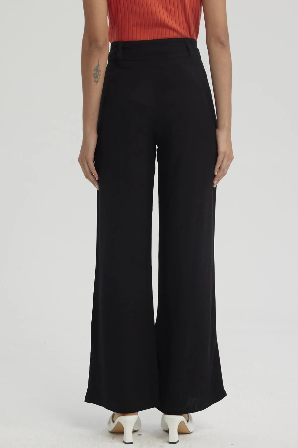 Pantalón Mujer Palazzo Pretina Ancha Negro - Image 3