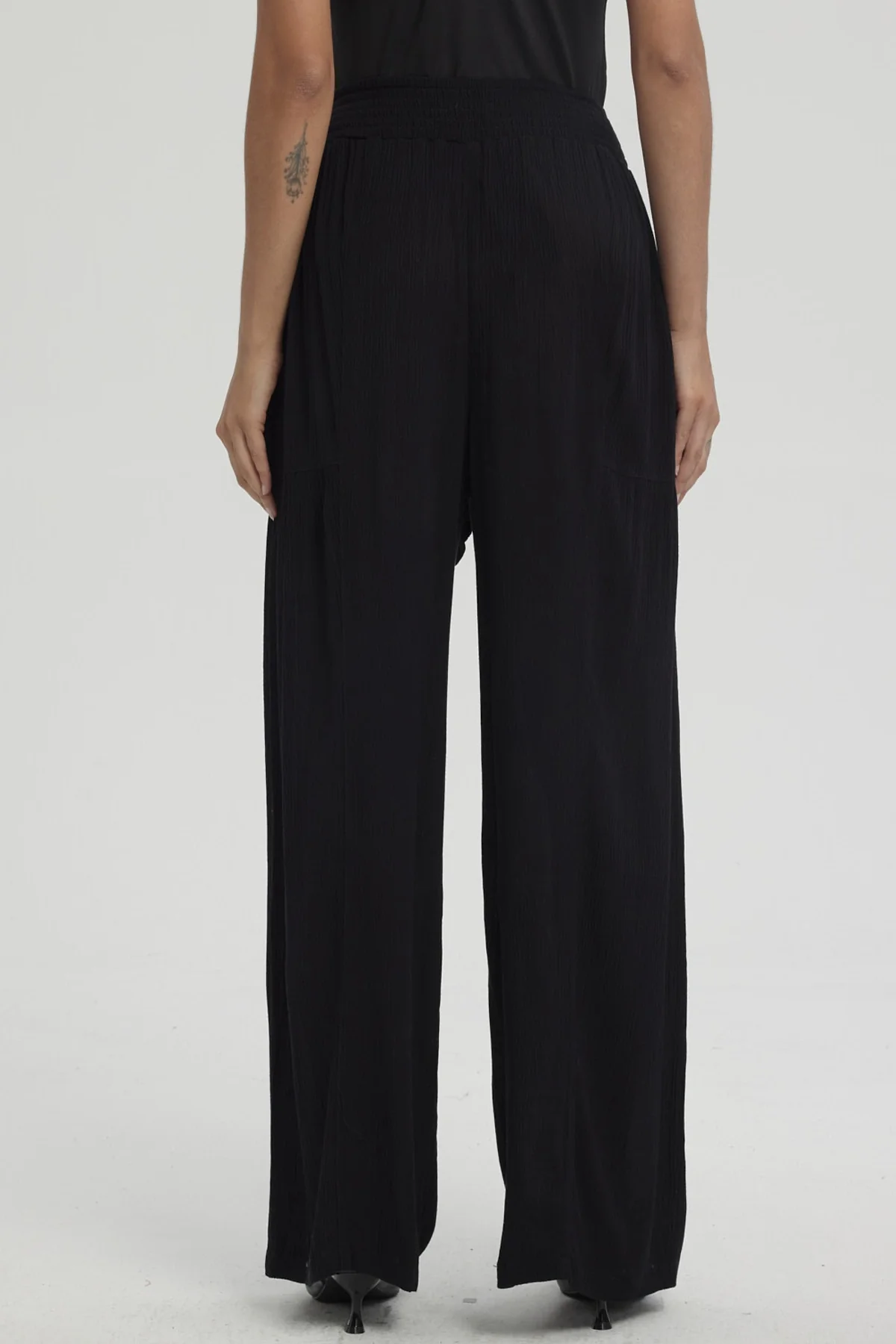 Pantalón Mujer Palazzo Pretina Elástica Negro - Image 3