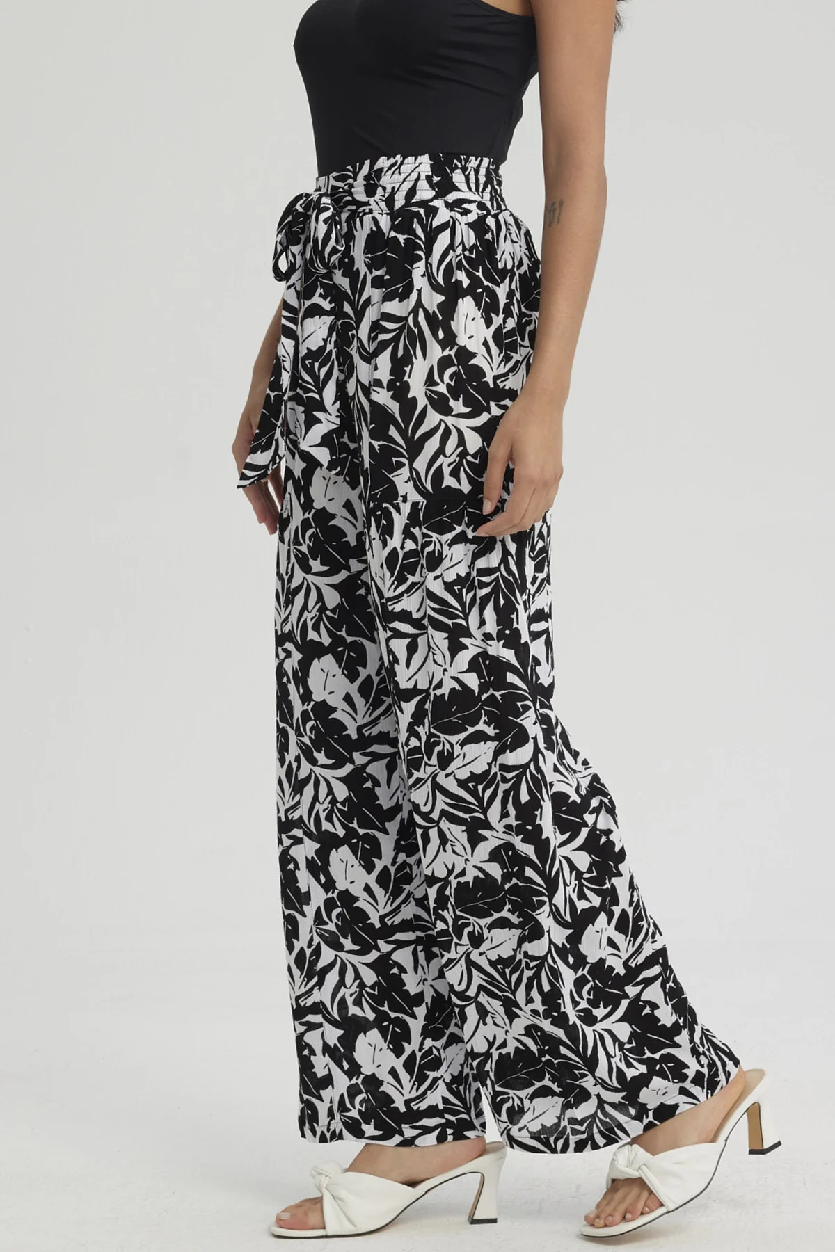 Pantalón Mujer Palazzo Pretina Elástica Turquesa - Image 2