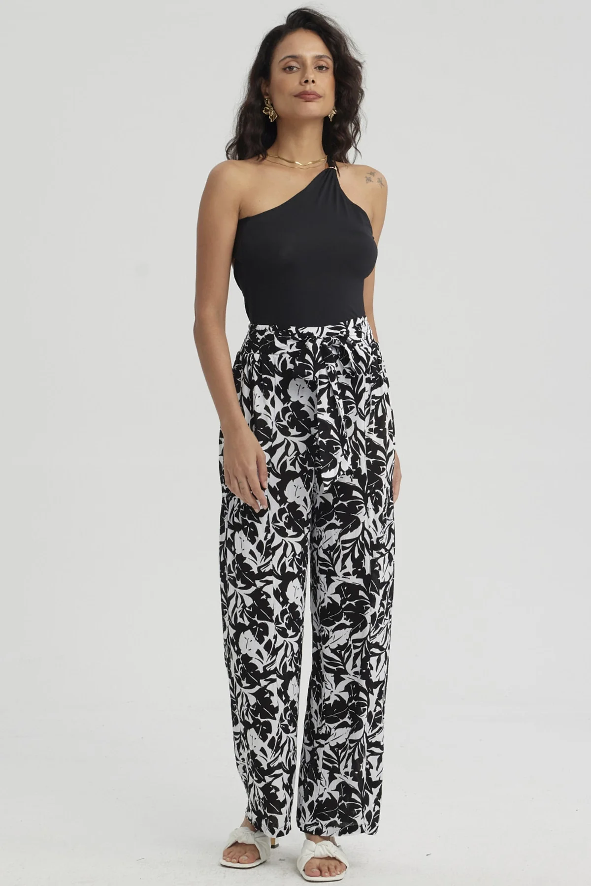 Pantalón Mujer Palazzo Pretina Elástica Turquesa - Image 4