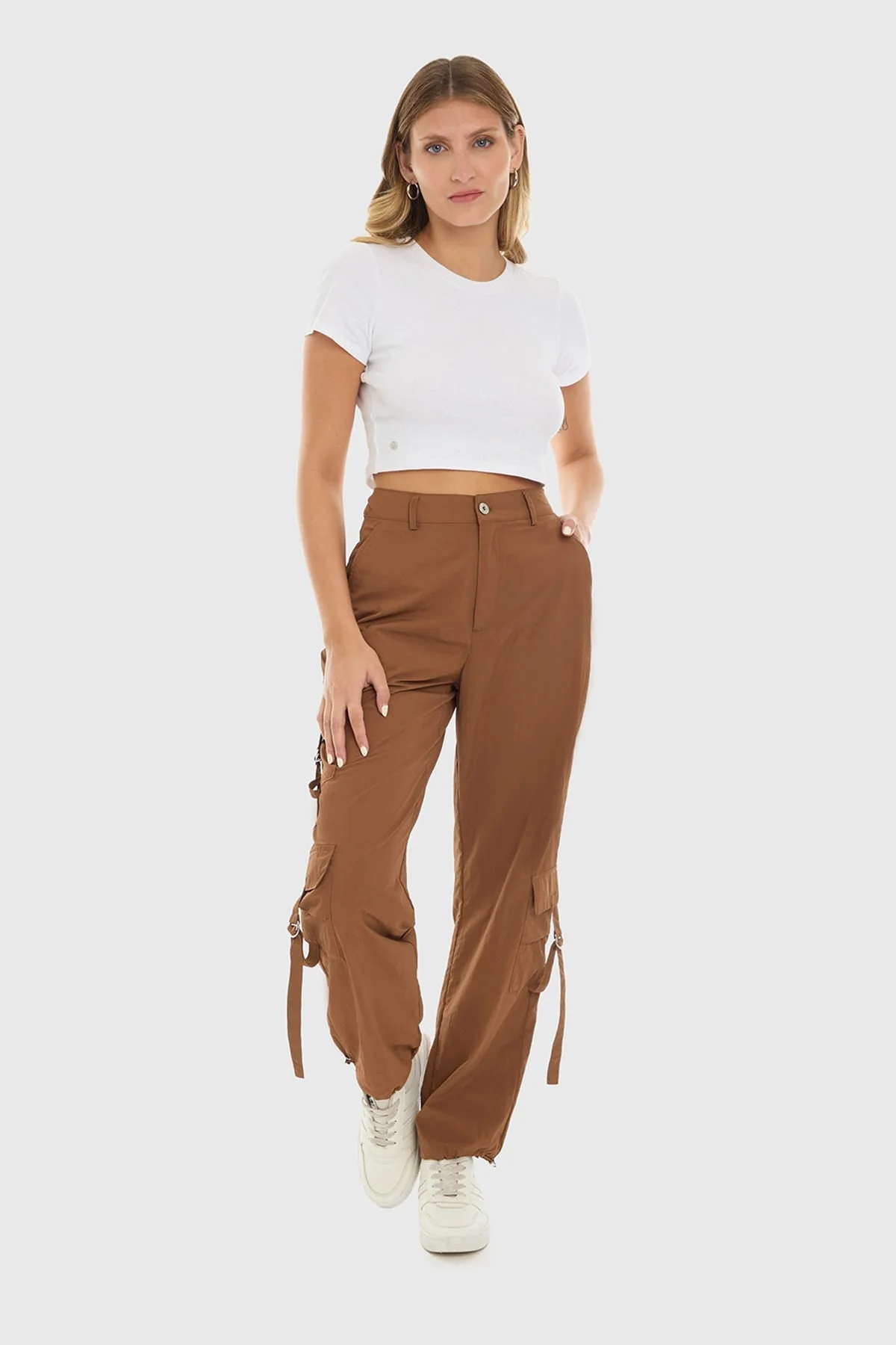 Pantalón Mujer Parachute Café - Image 4