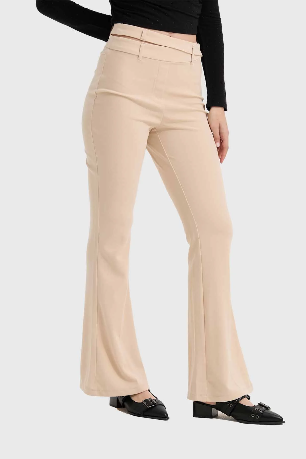 Pantalón Mujer Sastre Pretina Beige - Image 2