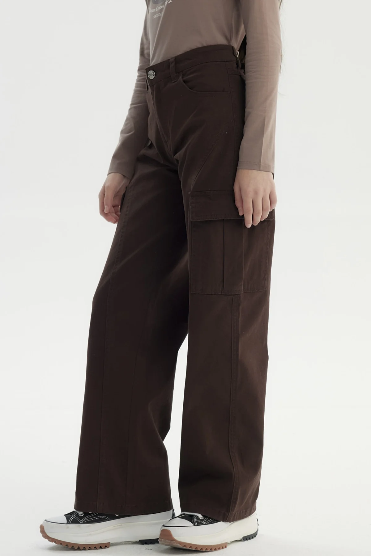 Pantalón Niña Wide Leg Café - Image 2