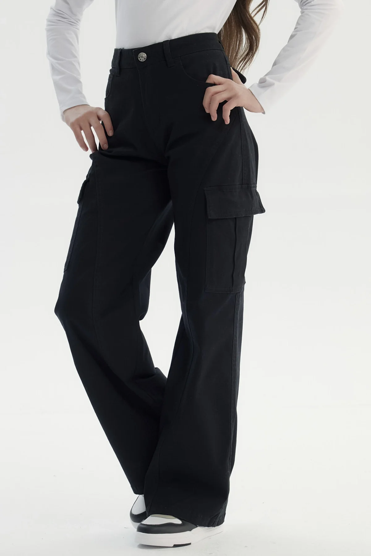 Pantalón Niña Wide Leg Negro - Image 2