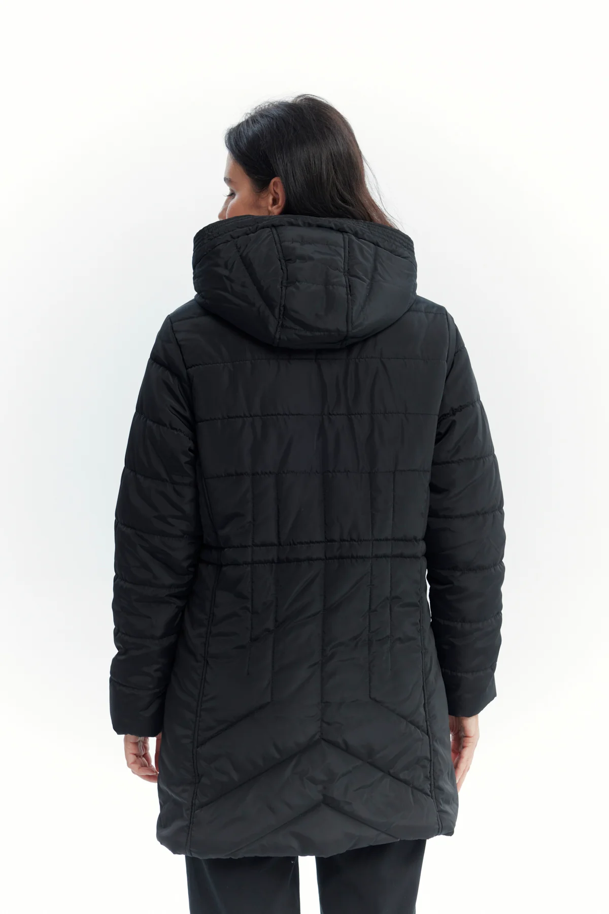 Parka Mujer Con Gorro Corte Negro - Image 3