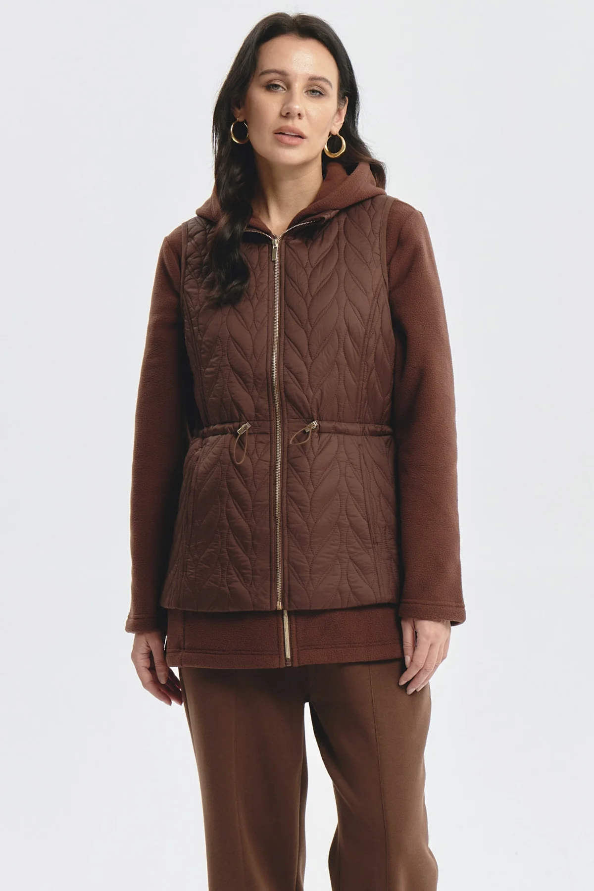 Parka Mujer Con Rombos Café Oscuro