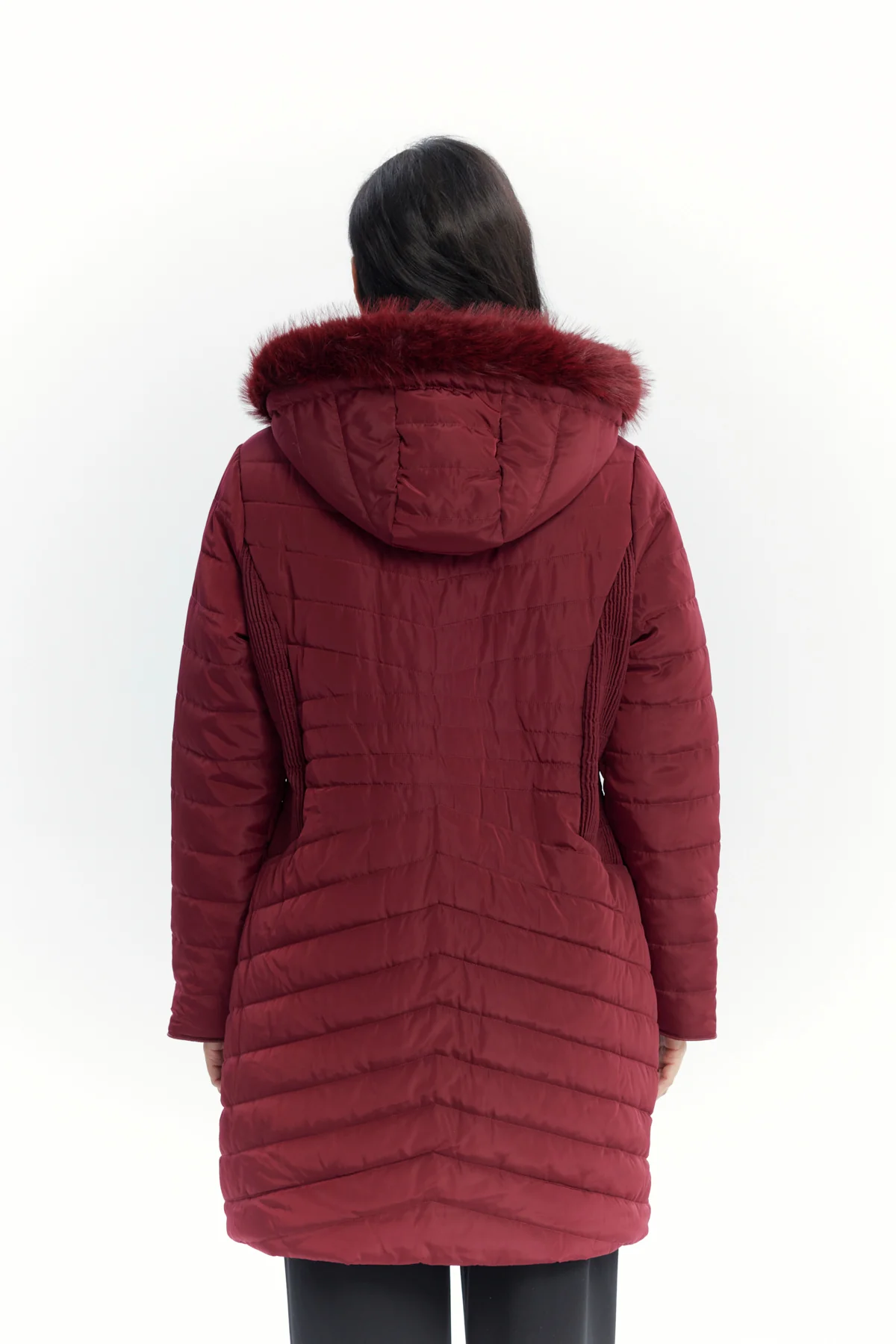 Parka Mujer Full Zipper Rojo Oscuro - Image 3