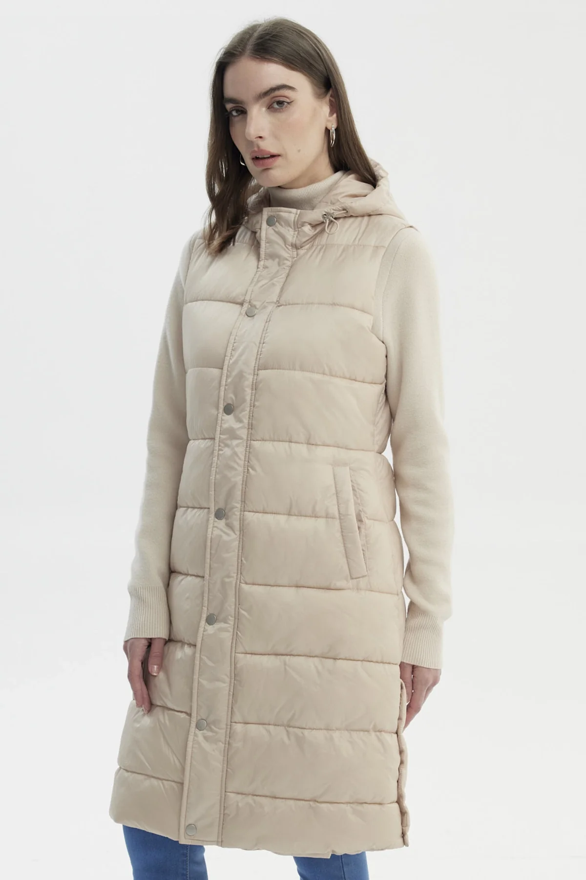 Parka Mujer Slim Beige - Image 2