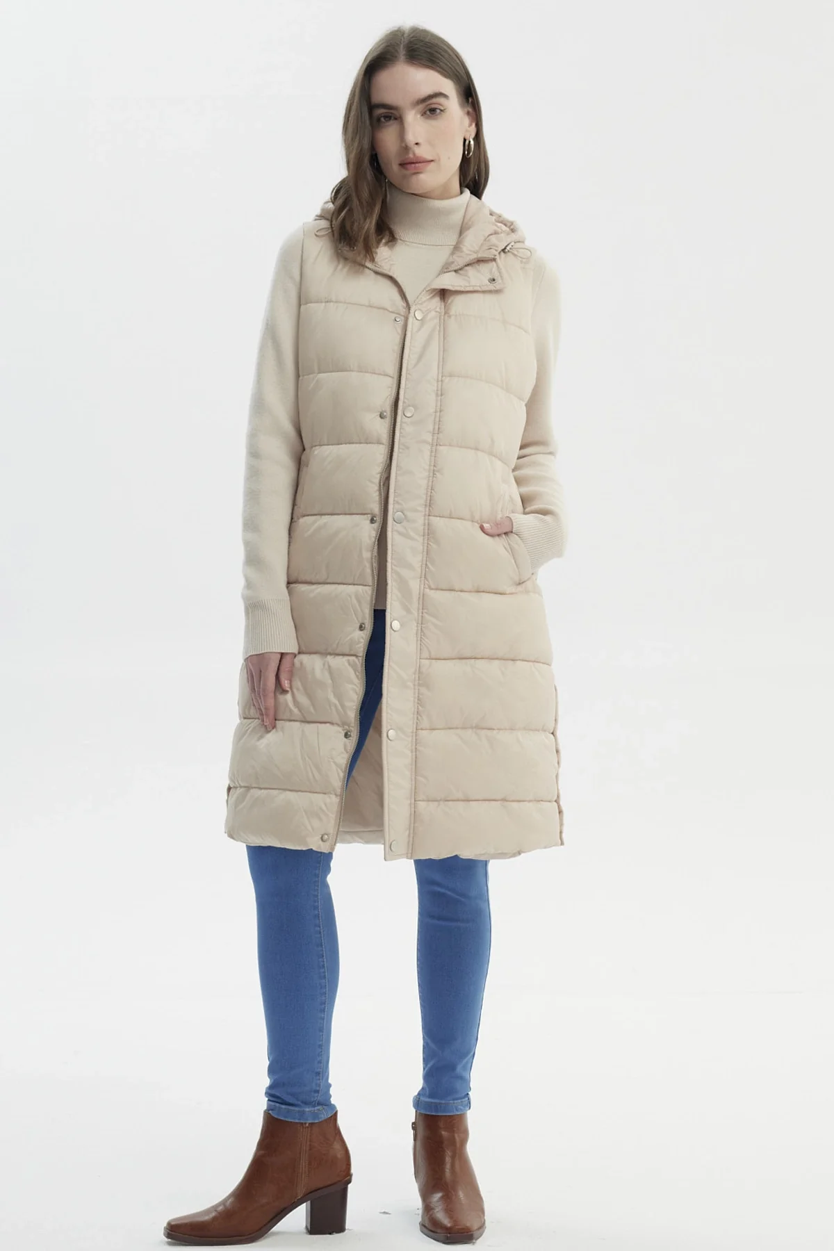 Parka Mujer Slim Beige - Image 4