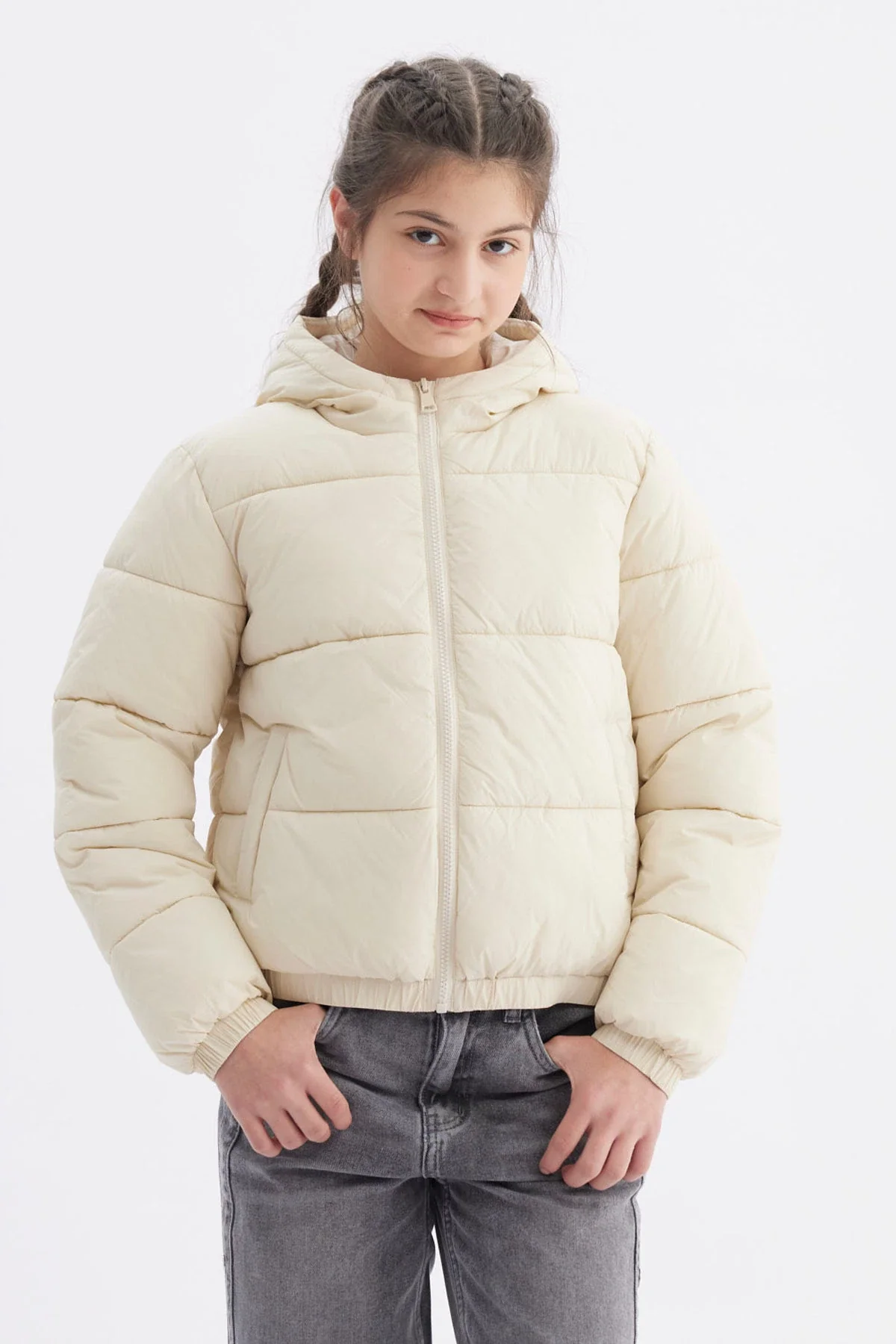 Parka Niña Básica Teen Crudo