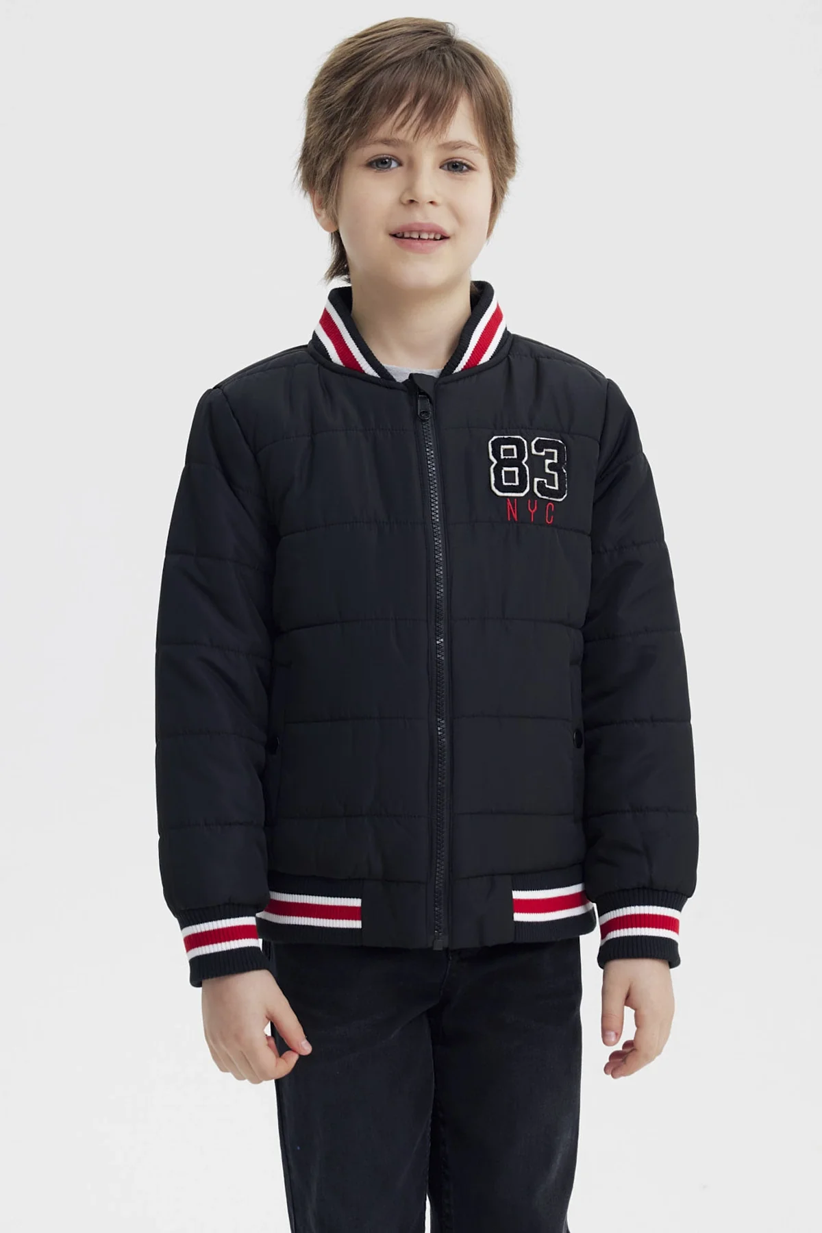 Parka Niño Cuello Con Cierre Negro