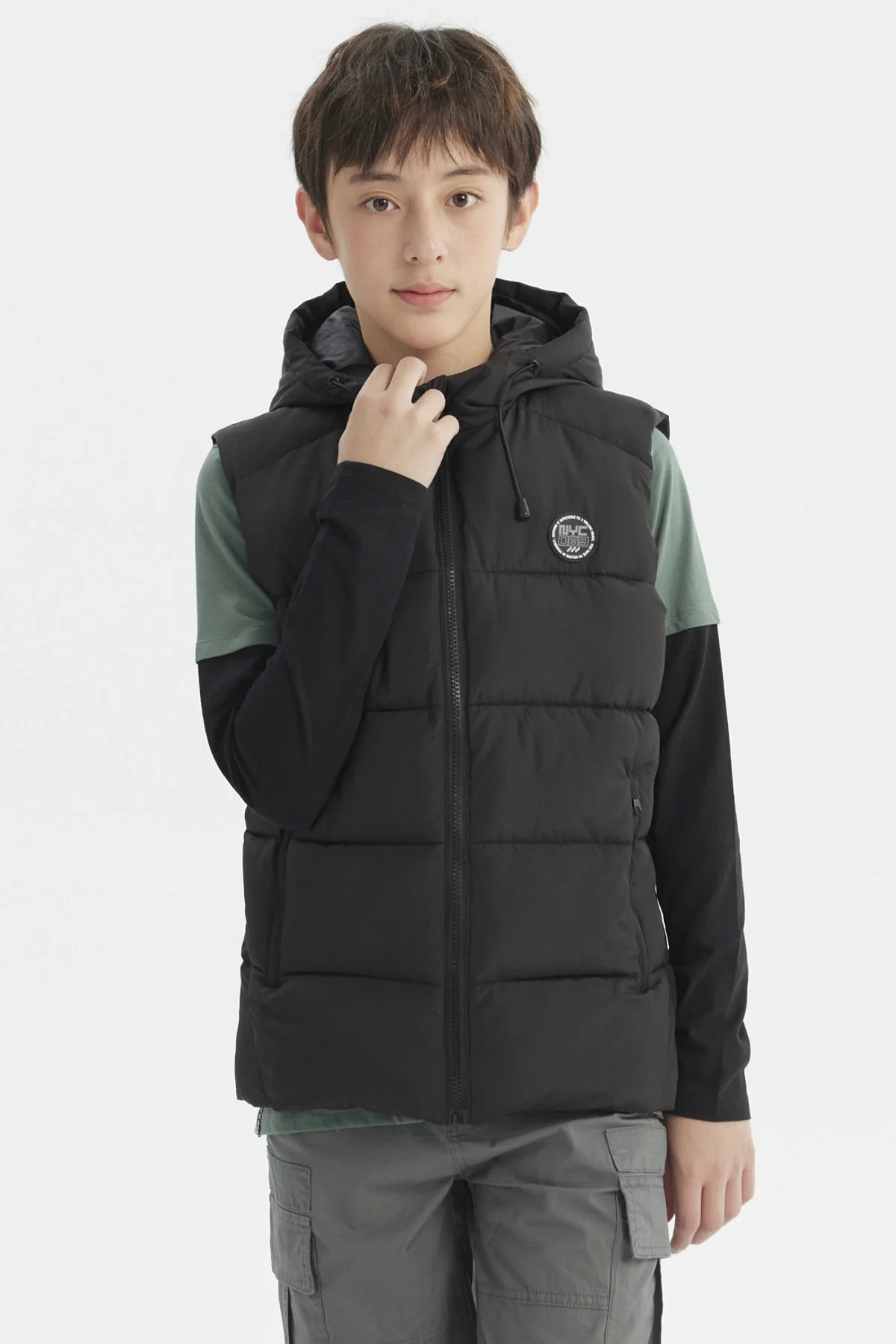 Parka Niño Gorro Acolchado Negro