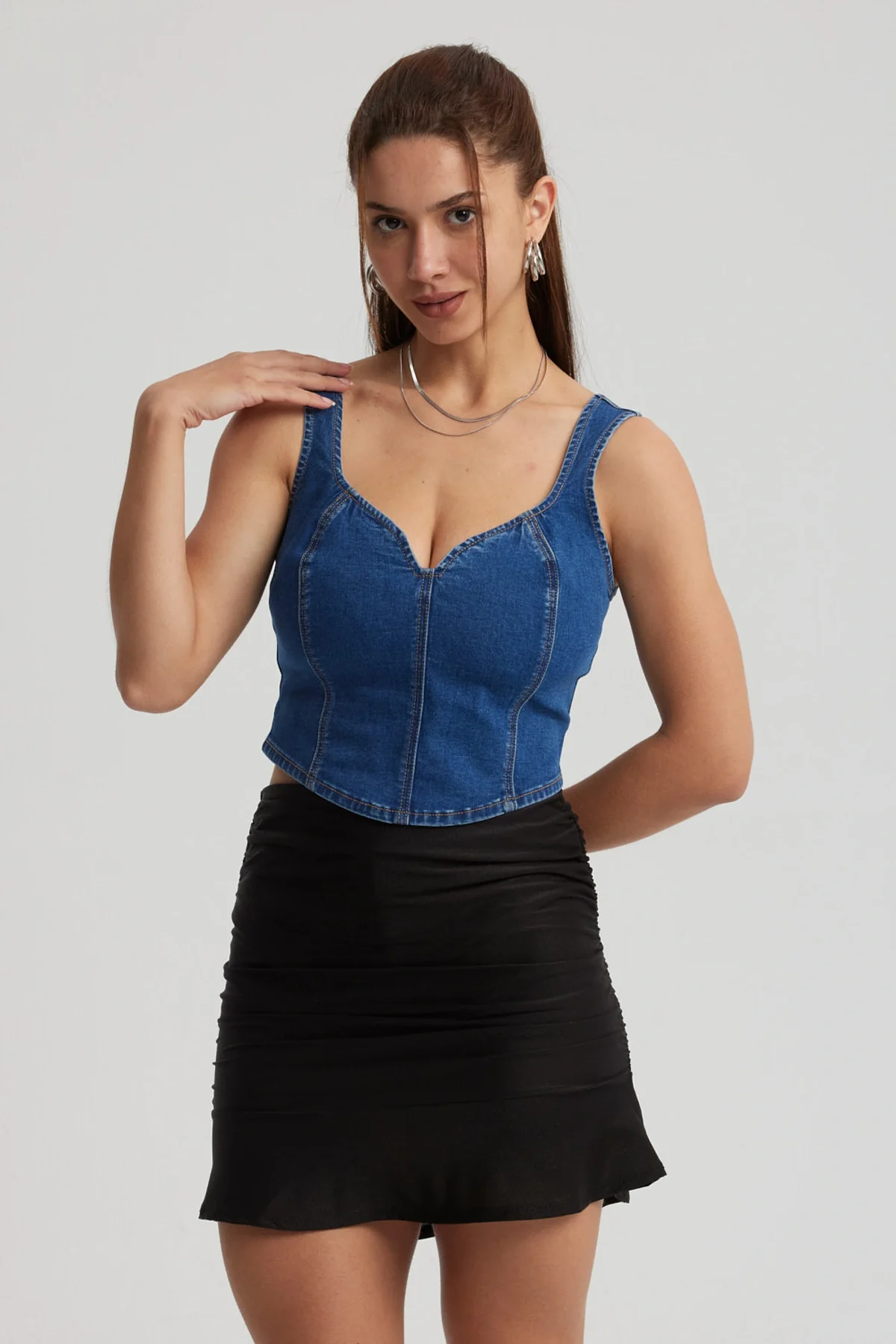 Peto Mujer Escote Corazón Azul