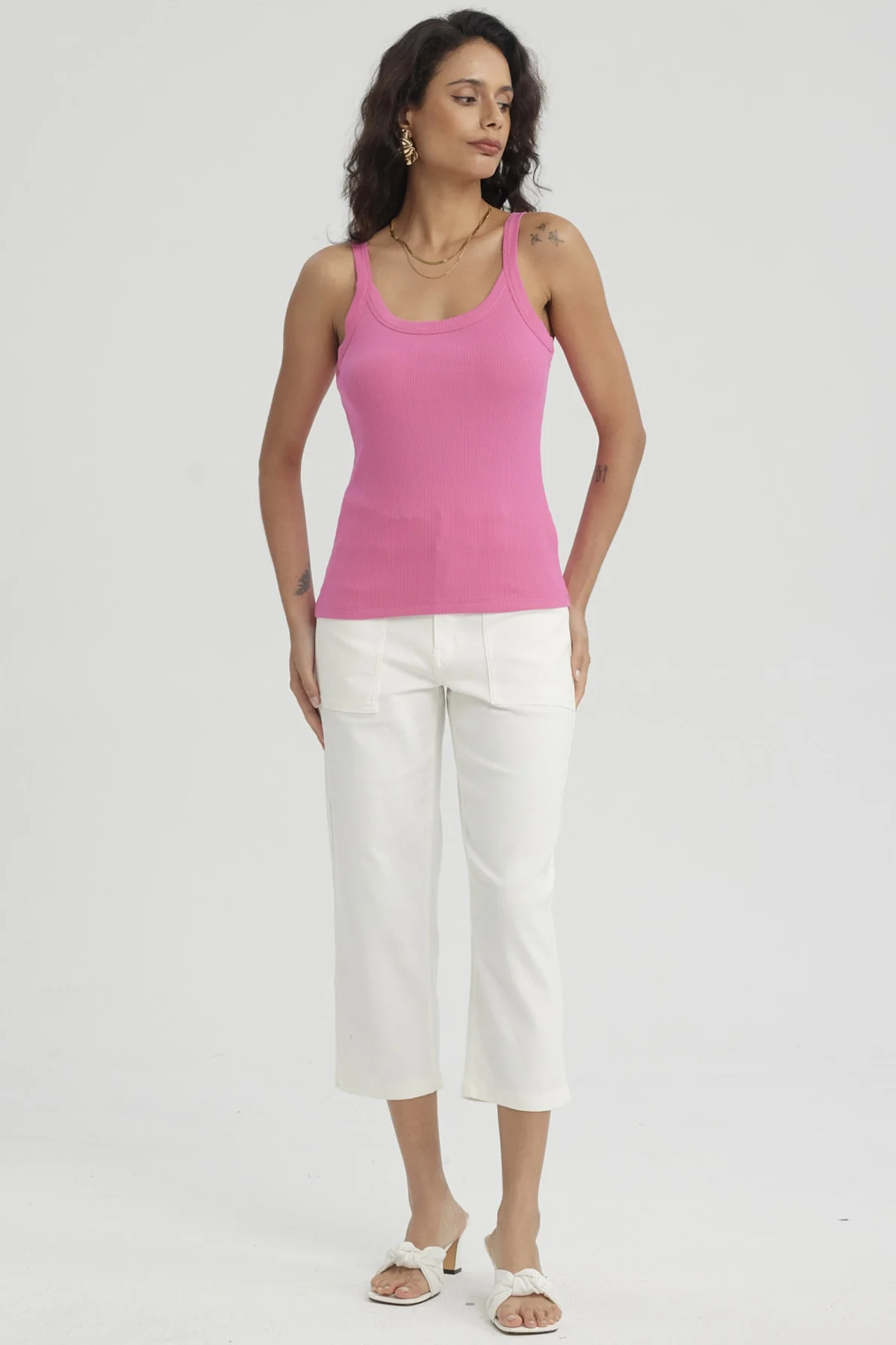 Peto Mujer Rib Pabilo Ancho Fucsia