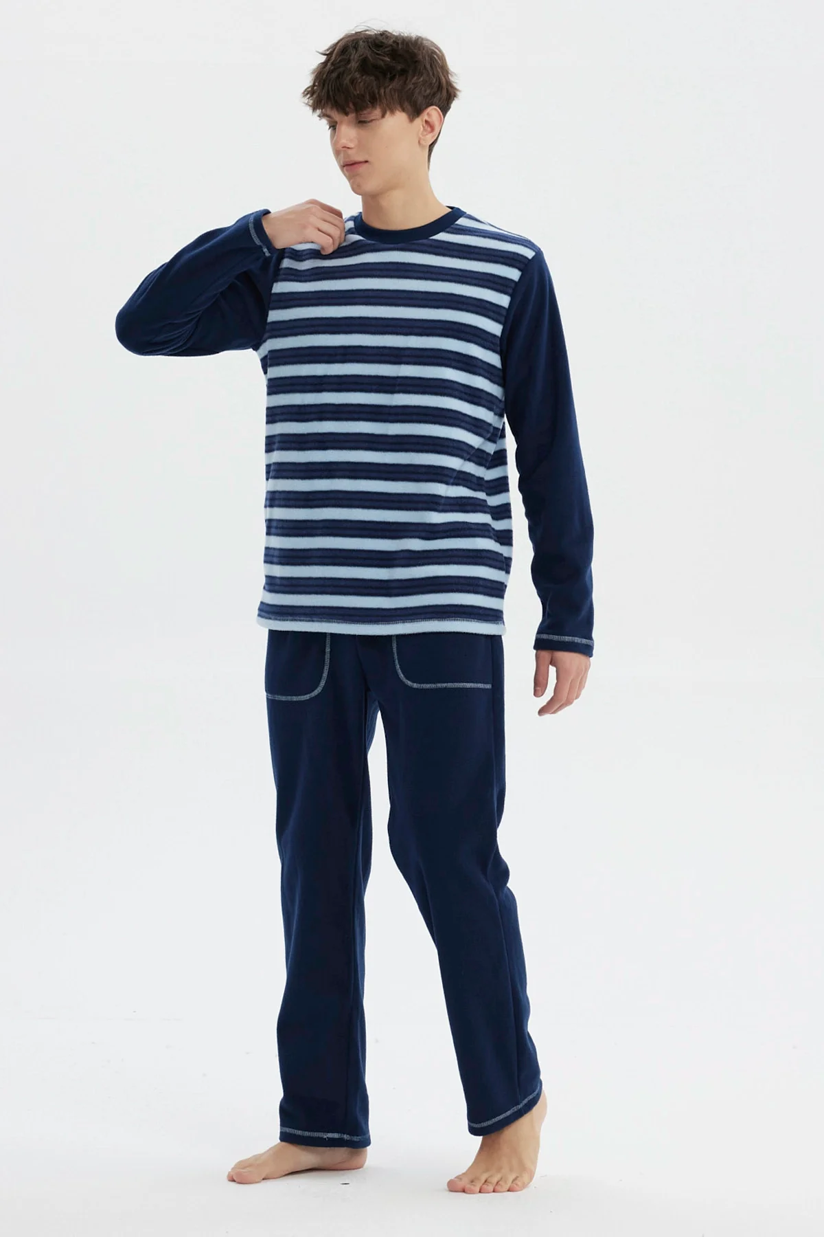 Pijama Hombre Pijama Polera Y Pantalón Azul - Image 4