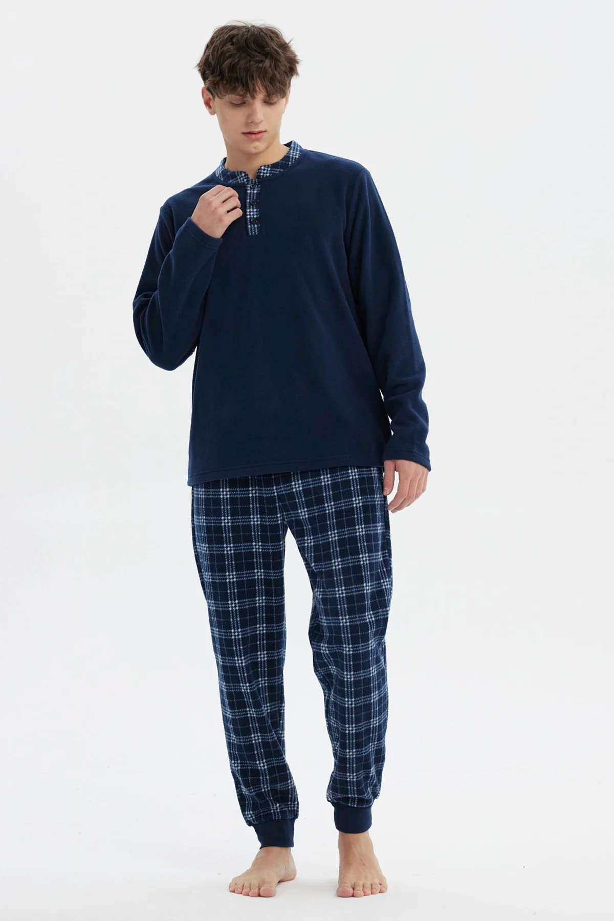 Pijama Hombre Pijama Polera Y Pantalón Azul