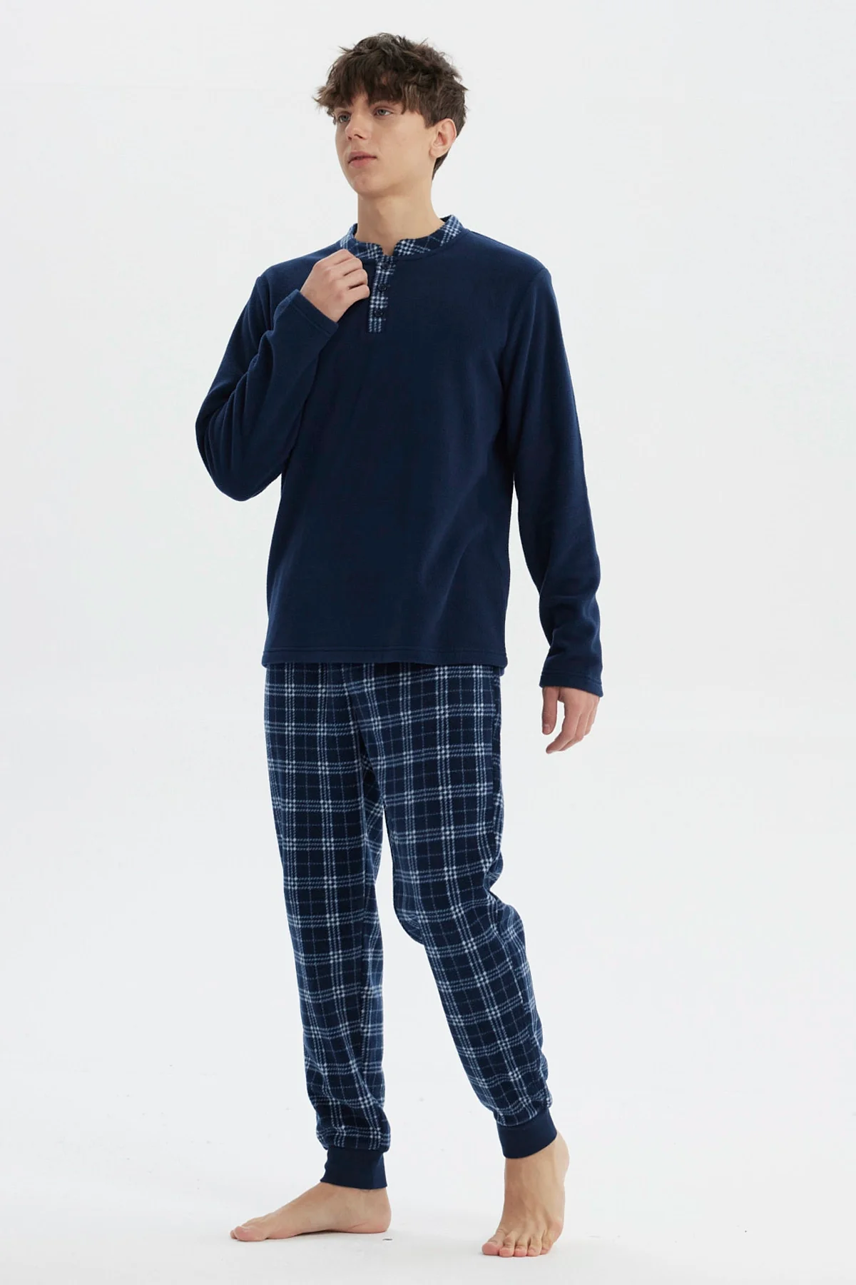 Pijama Hombre Pijama Polera Y Pantalón Azul - Image 3